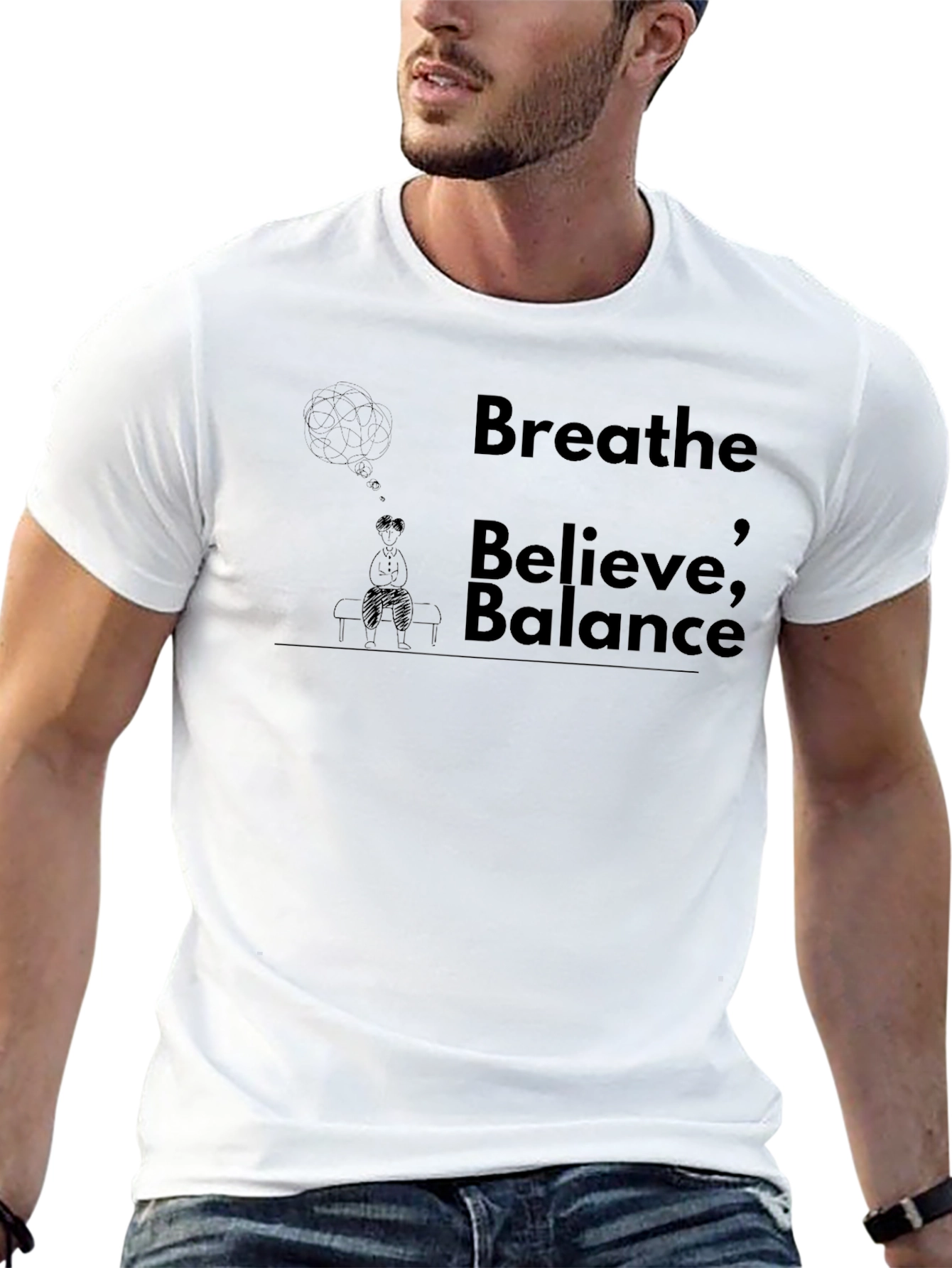 Breathe Believe Balance Black Graphic Tee