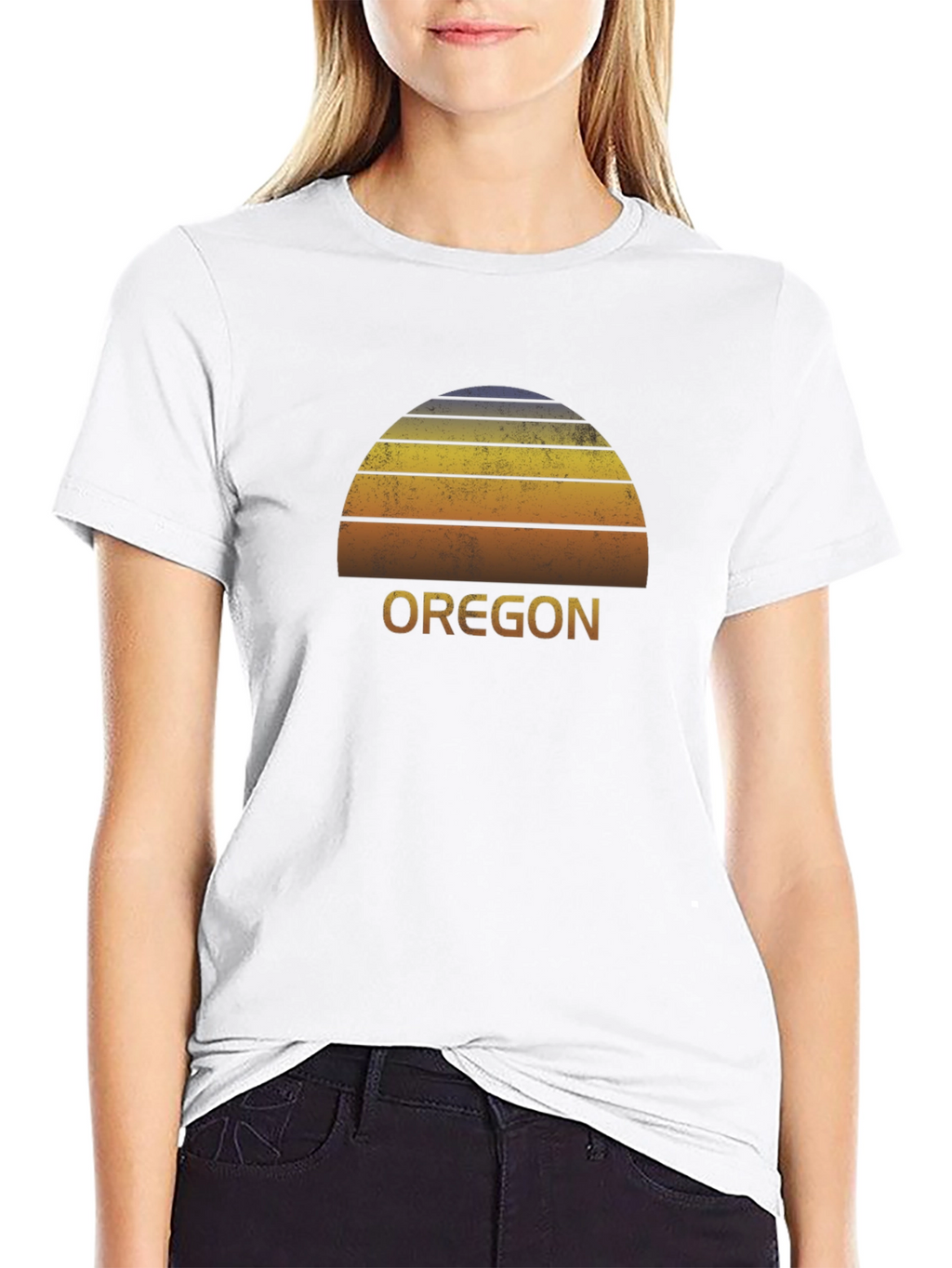 Retro Oregon Sunset Graphic Tee - Black