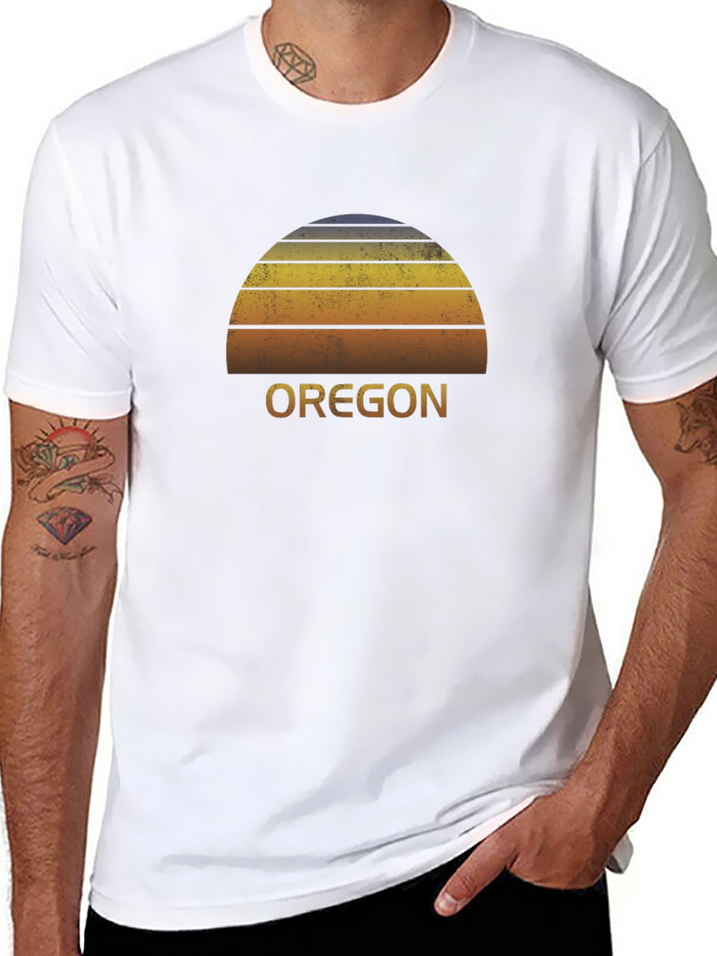 Retro Oregon Sunset Graphic Tee - Black