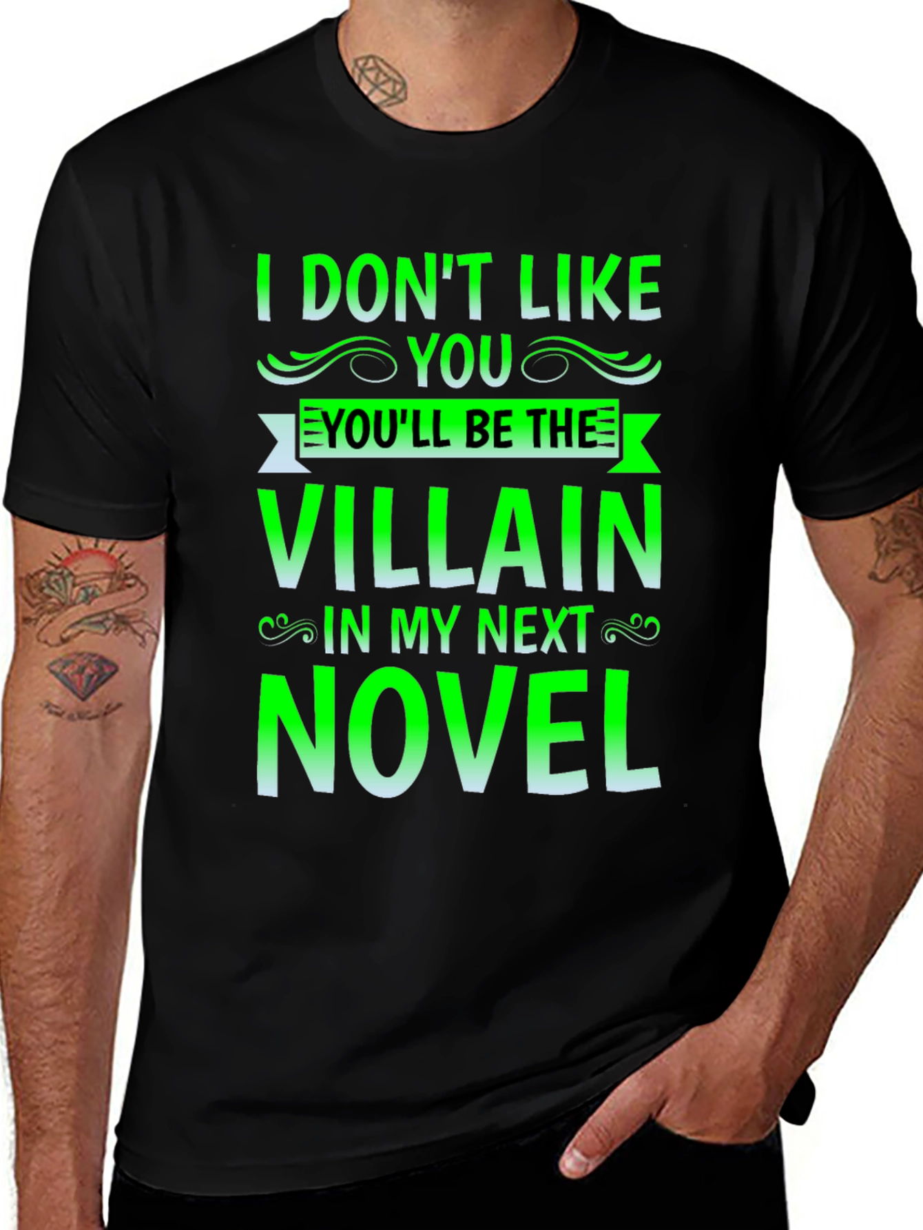 Villain Novel Black T-Shirt - Funny Writer Tee