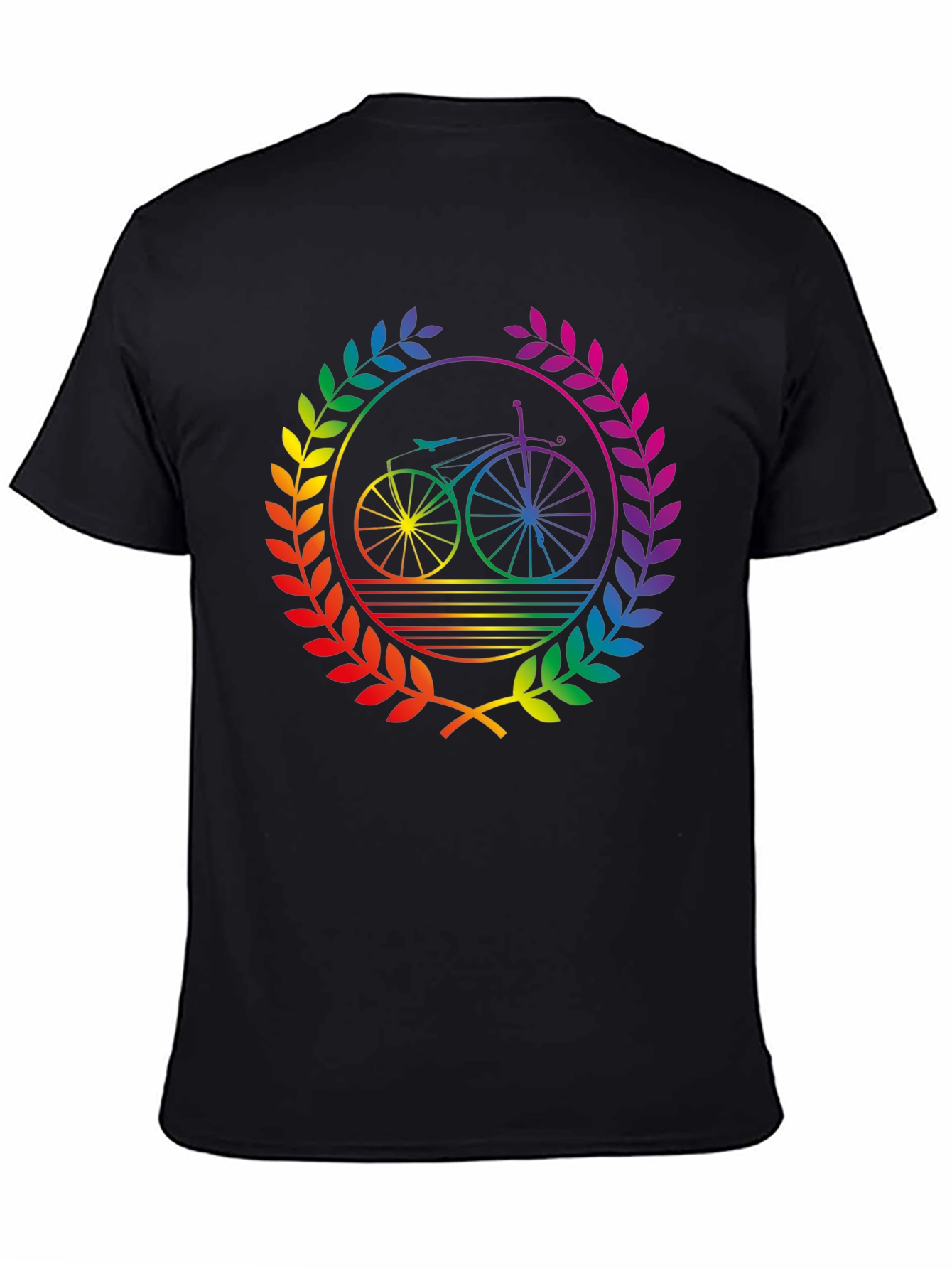Rainbow Bicycle Laurel Black T-Shirt