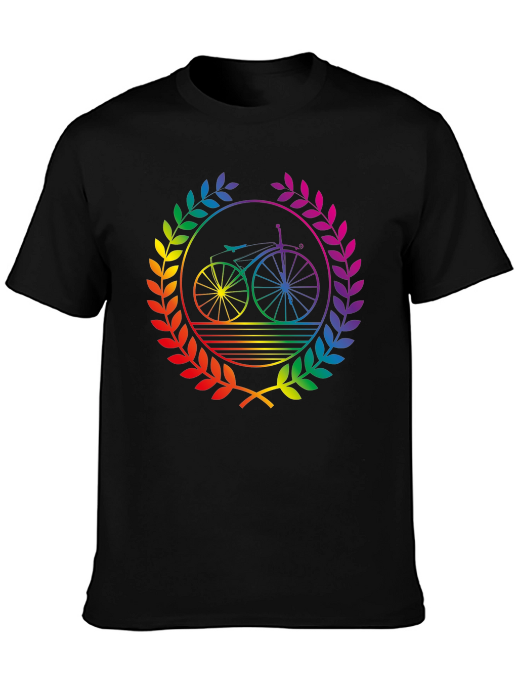 Rainbow Bicycle Laurel Black T-Shirt