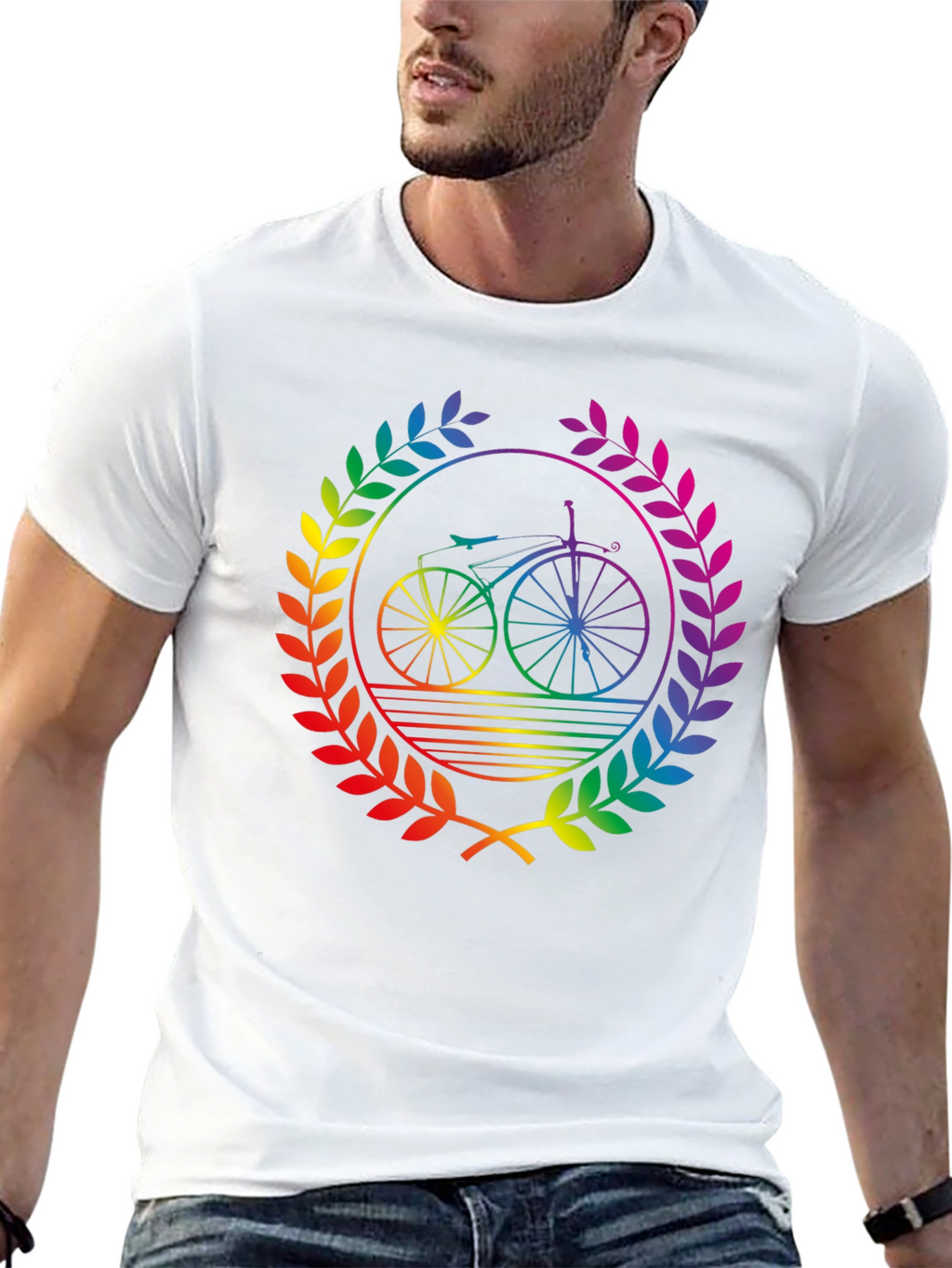 Rainbow Bicycle Laurel Black T-Shirt
