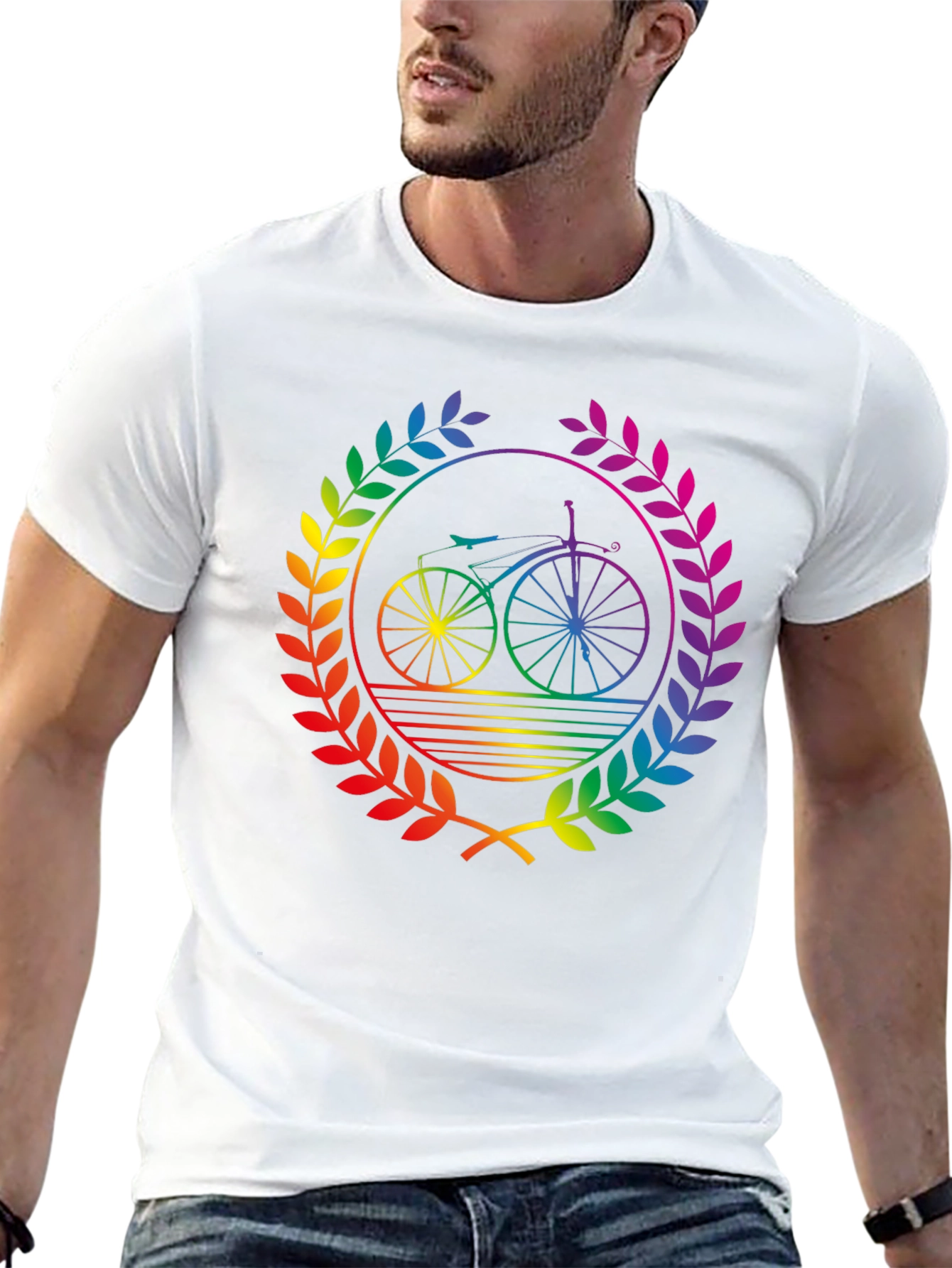 Rainbow Bicycle Laurel Black T-Shirt