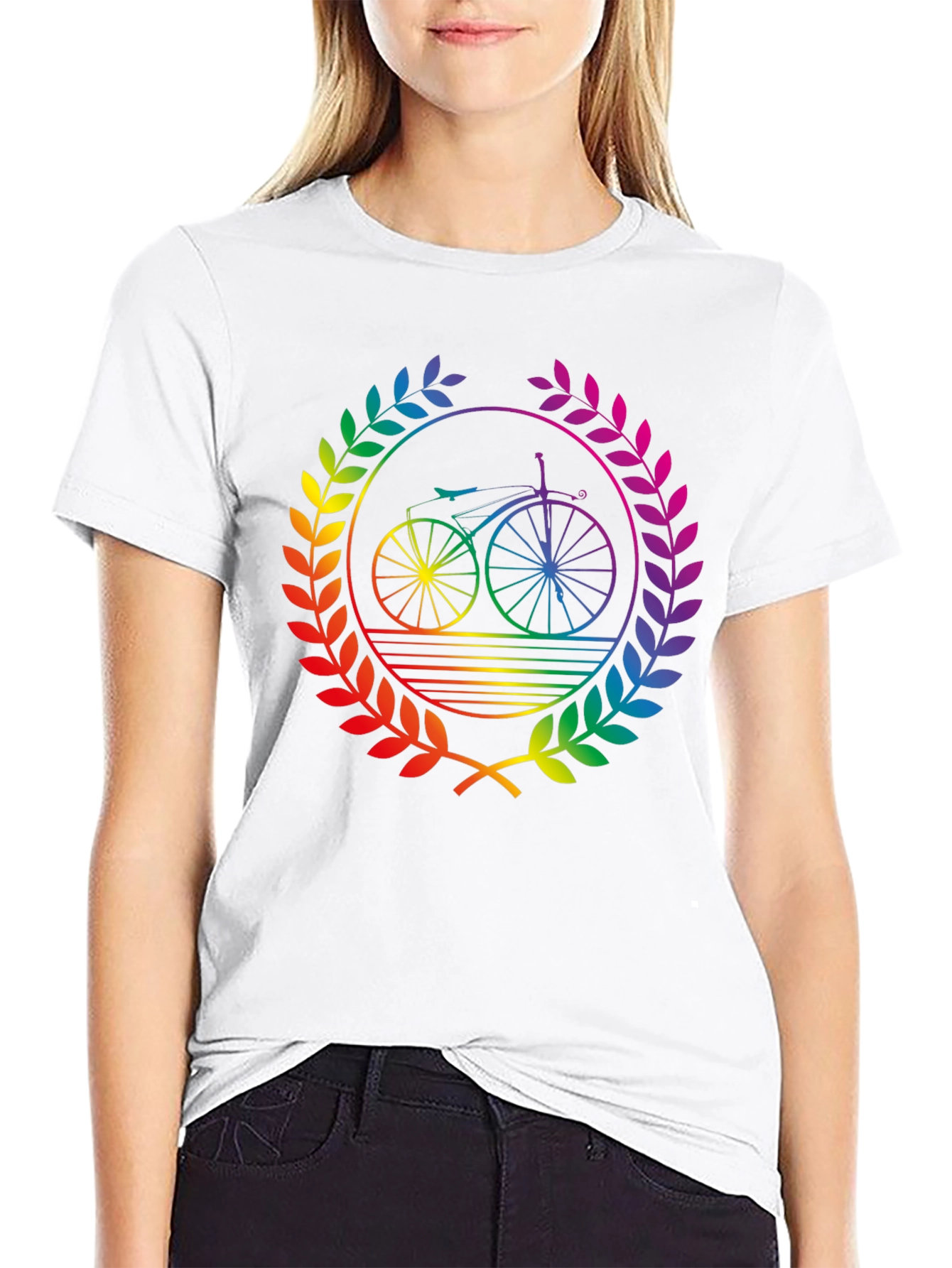 Rainbow Bicycle Laurel Black T-Shirt