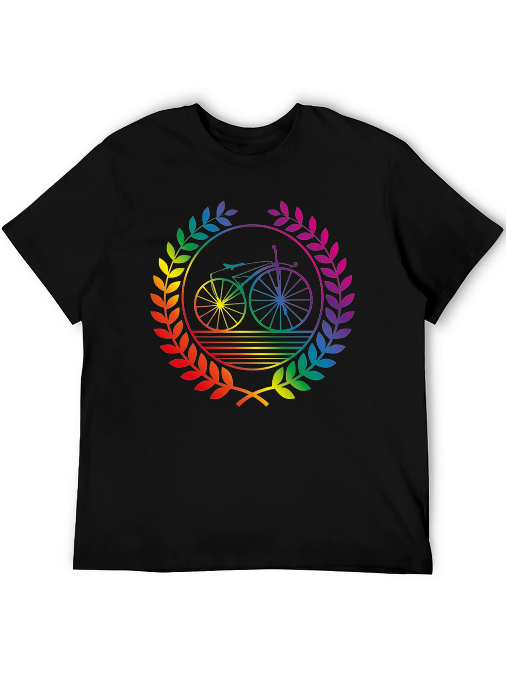 Rainbow Bicycle Laurel Black T-Shirt