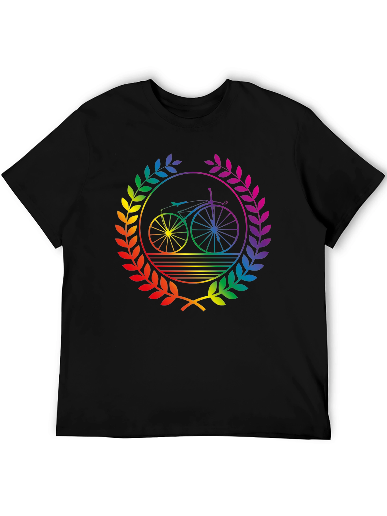 Rainbow Bicycle Laurel Black T-Shirt