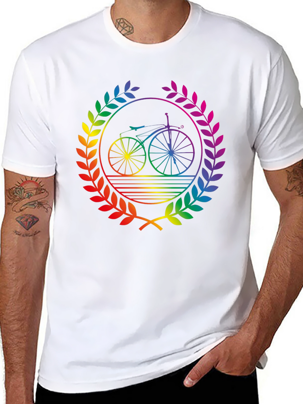 Rainbow Bicycle Laurel Black T-Shirt