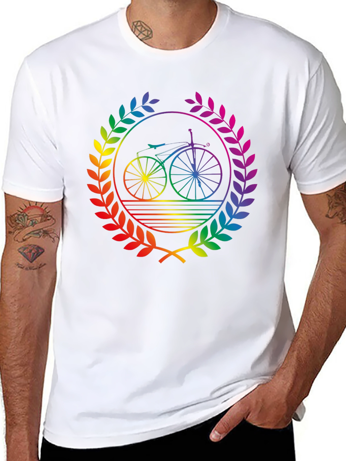 Rainbow Bicycle Laurel Black T-Shirt