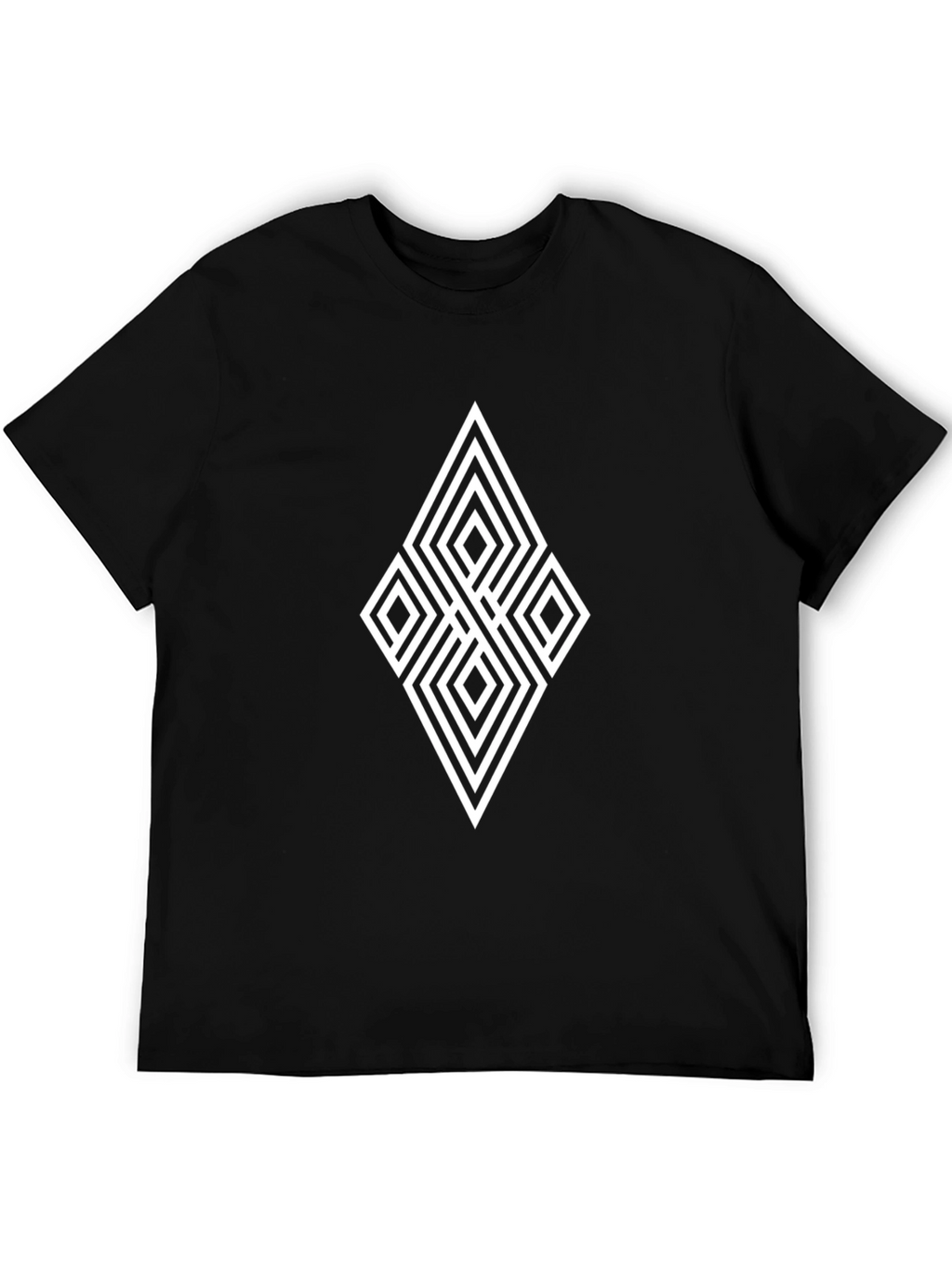 Geometric Diamond Graphic Black T-Shirt