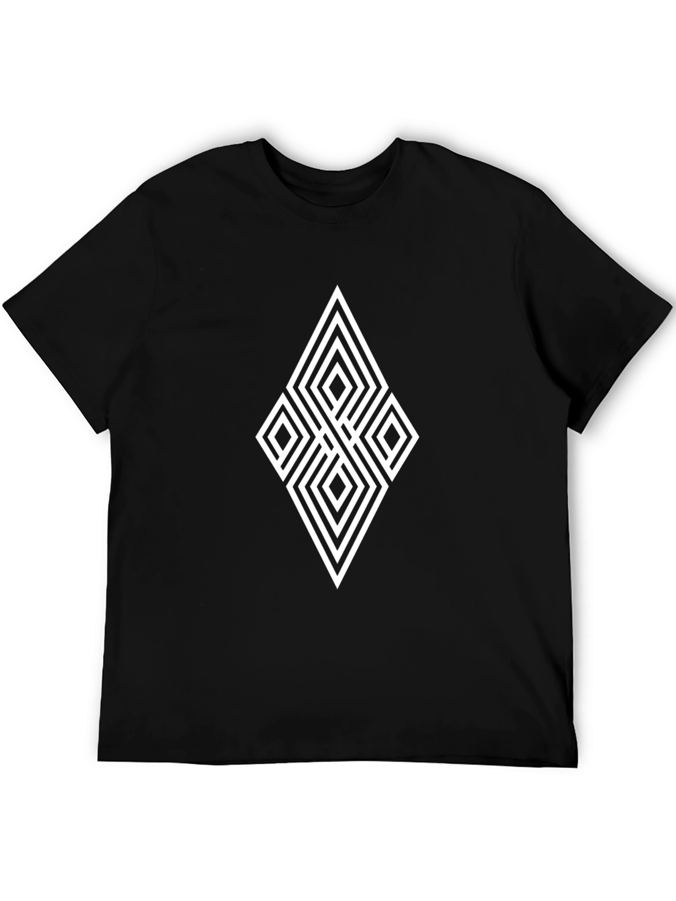 Geometric Diamond Graphic Black T-Shirt