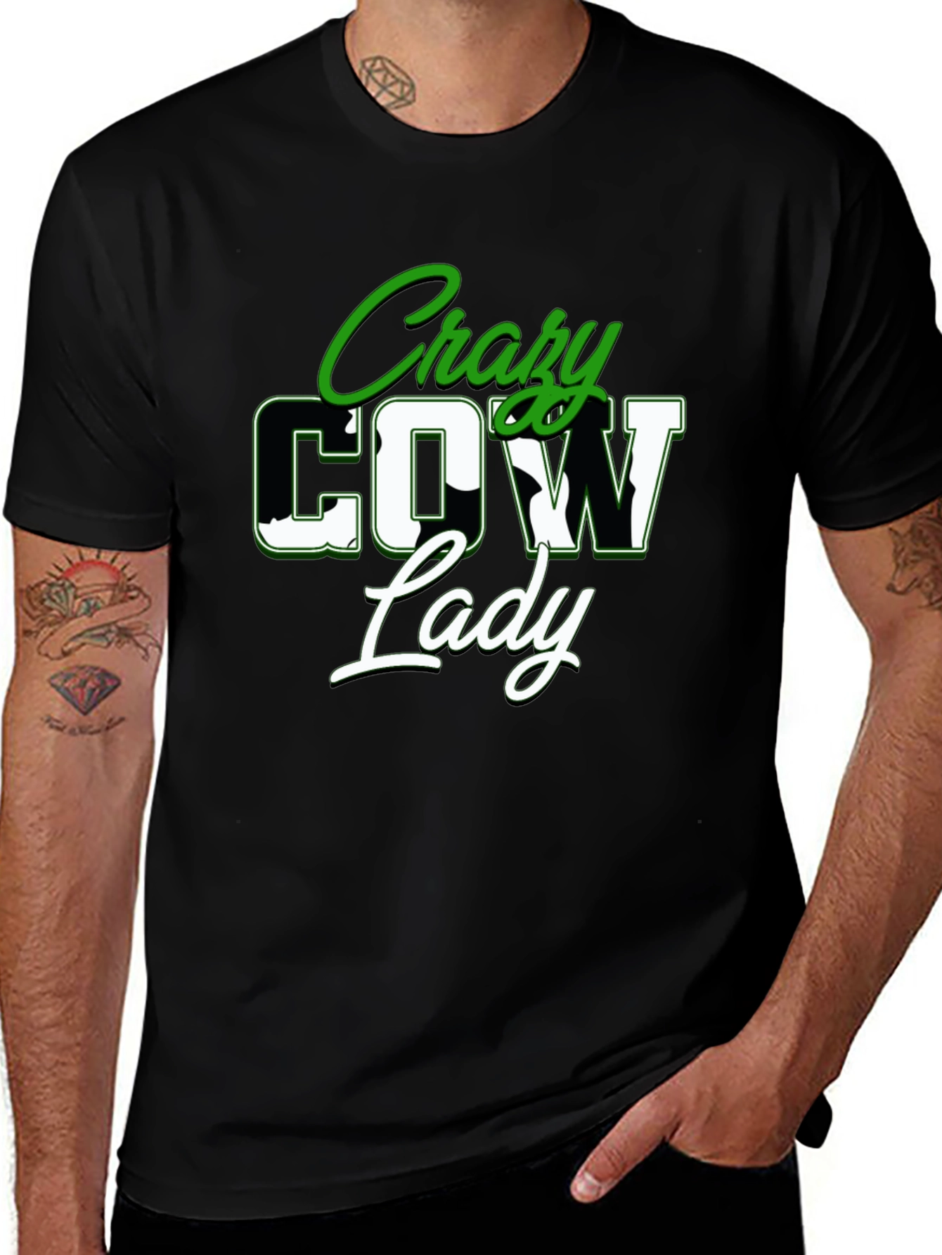 Crazy Cow Lady Graphic Tee - Black
