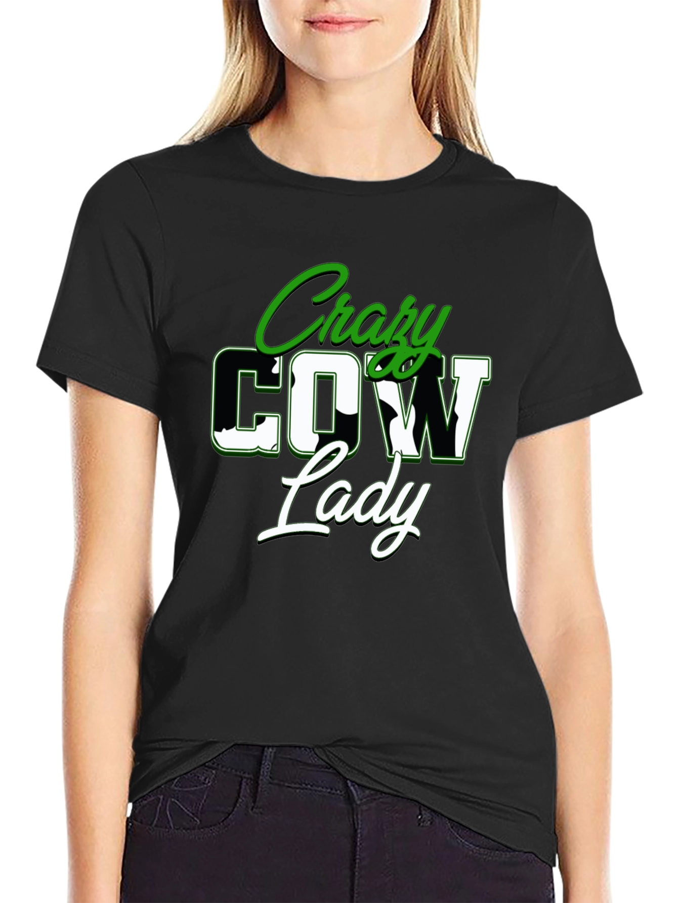 Crazy Cow Lady Graphic Tee - Black
