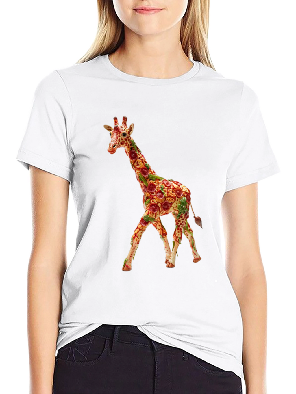 Pizza Giraffe Graphic Tee - Funny Novelty T-Shirt