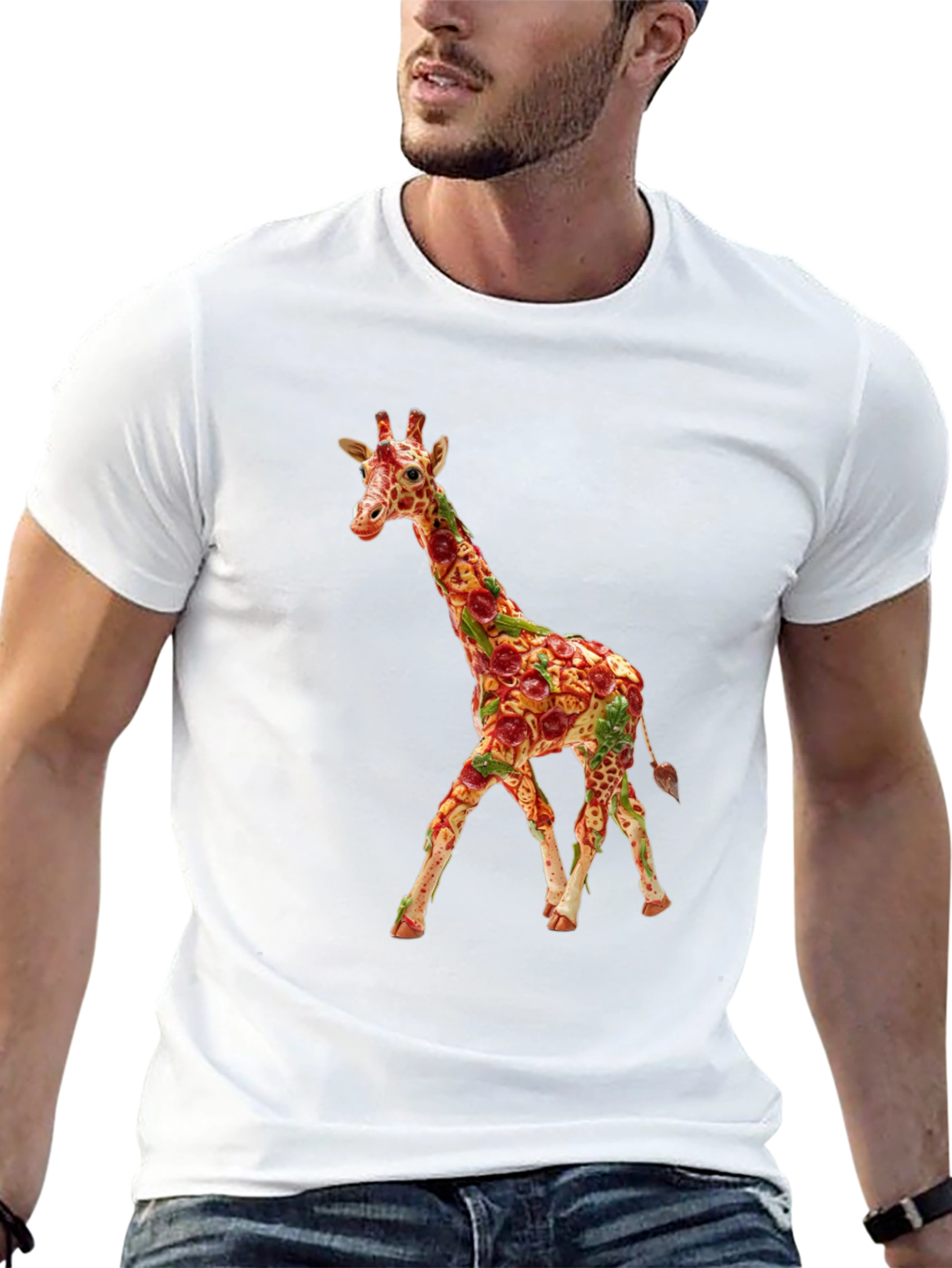 Pizza Giraffe Graphic Tee - Funny Novelty T-Shirt