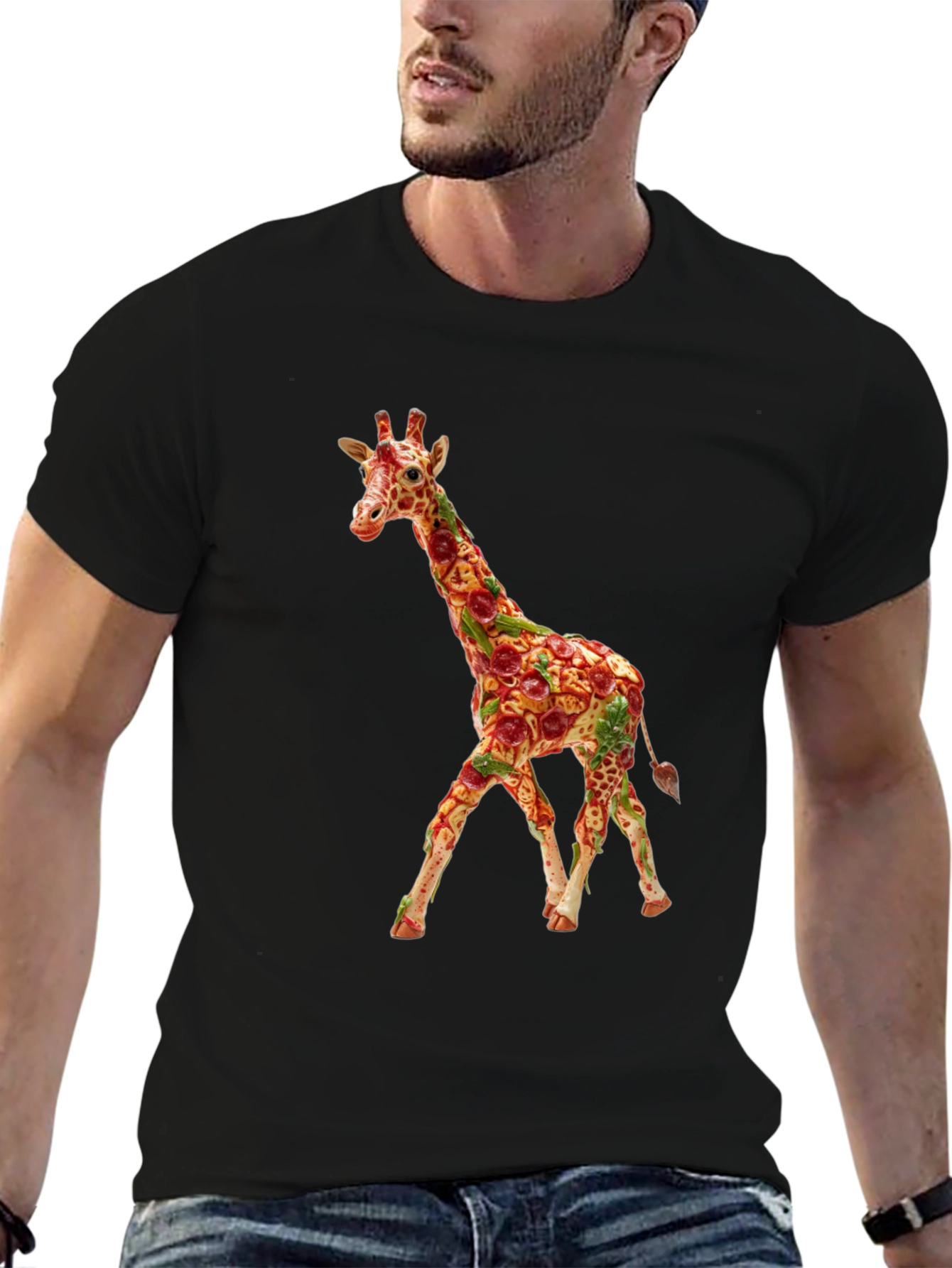 Pizza Giraffe Graphic Tee - Funny Novelty T-Shirt