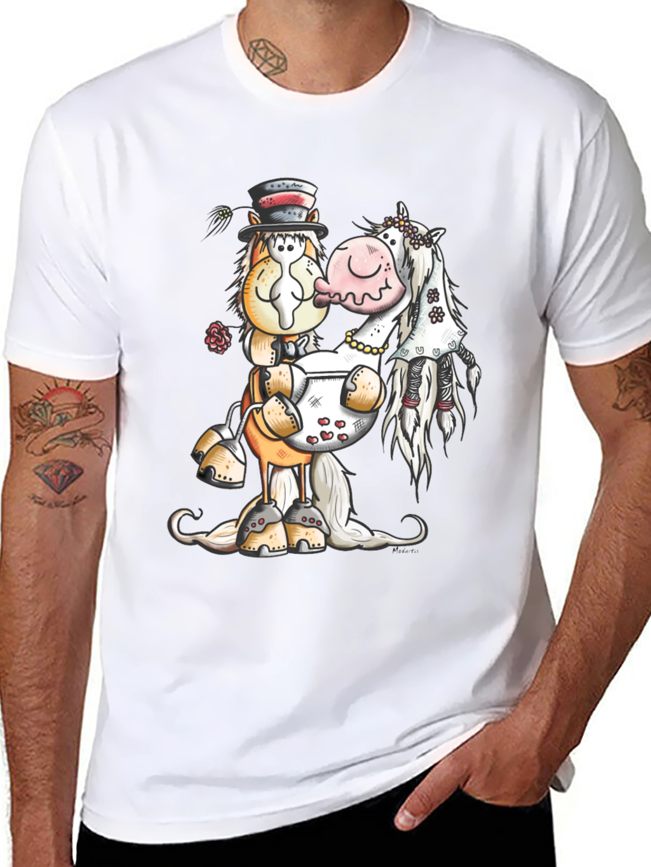 Horse Wedding T-Shirt Groom Bride