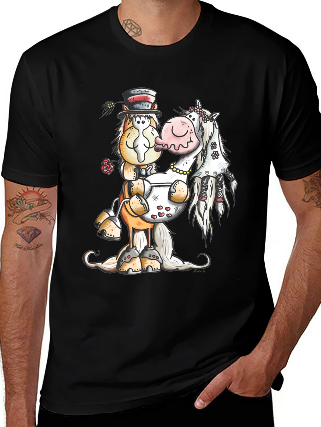 Horse Wedding T-Shirt Groom Bride