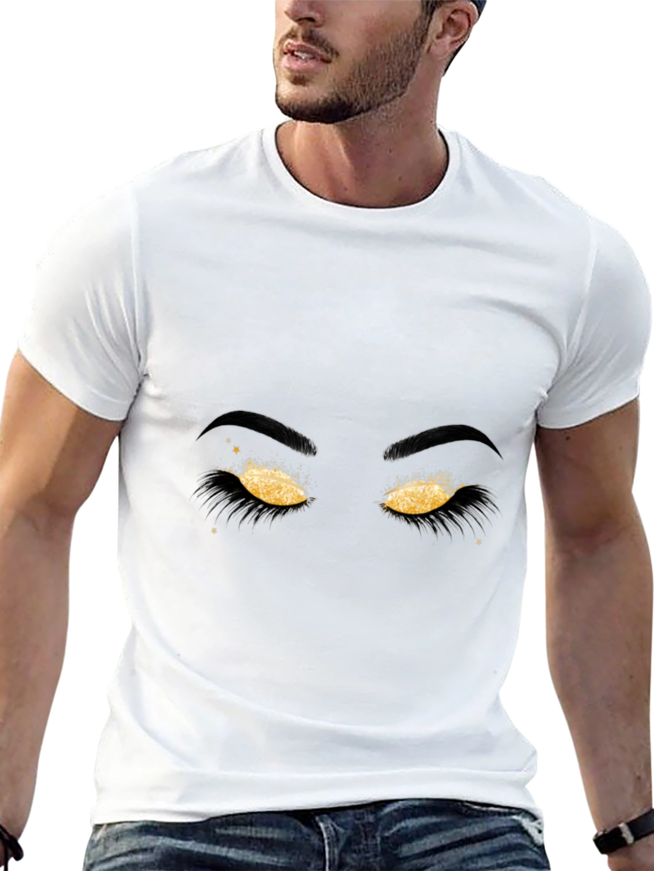 Golden Eyes Graphic Tee - Stylish Mens Black T-Shirt