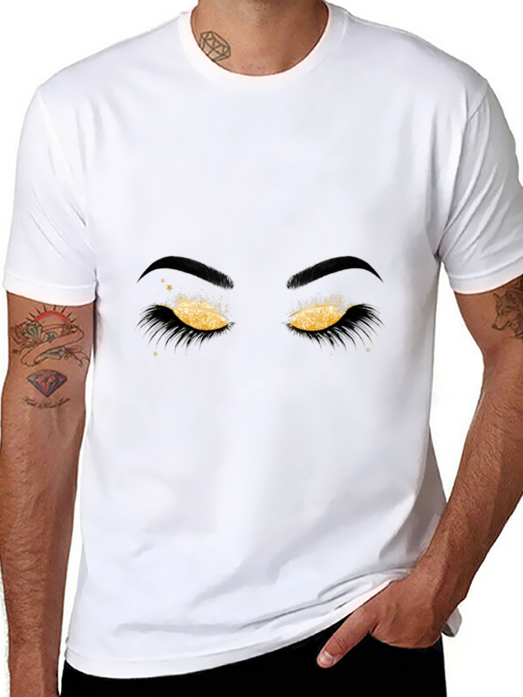 Golden Eyes Graphic Tee - Stylish Mens Black T-Shirt