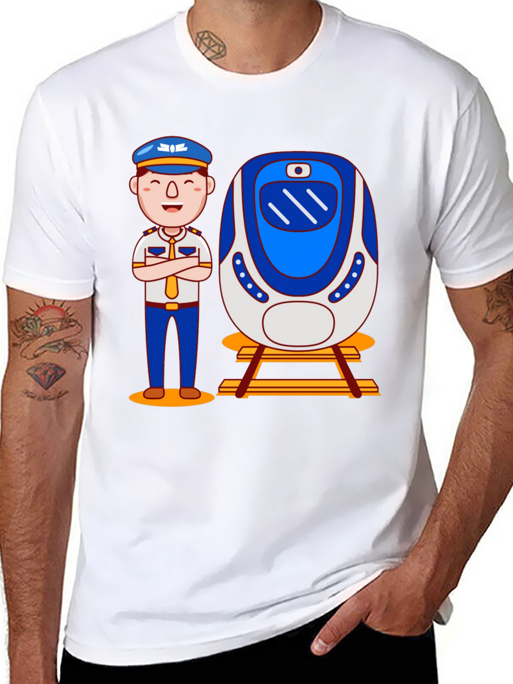 Train Conductor Graphic T-Shirt