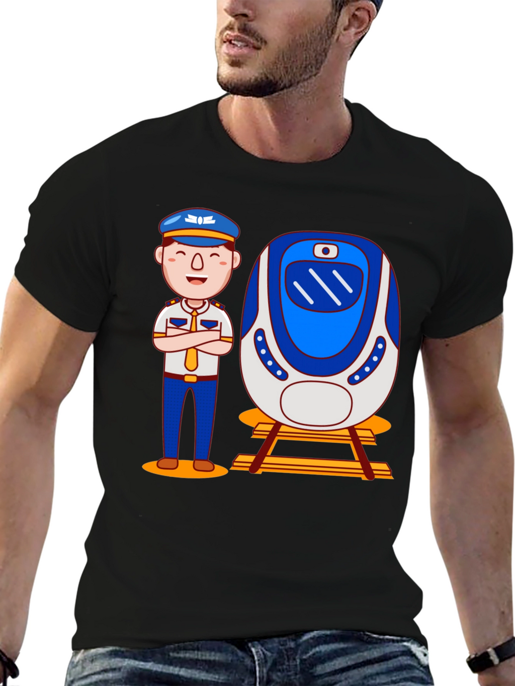 Train Conductor Graphic T-Shirt
