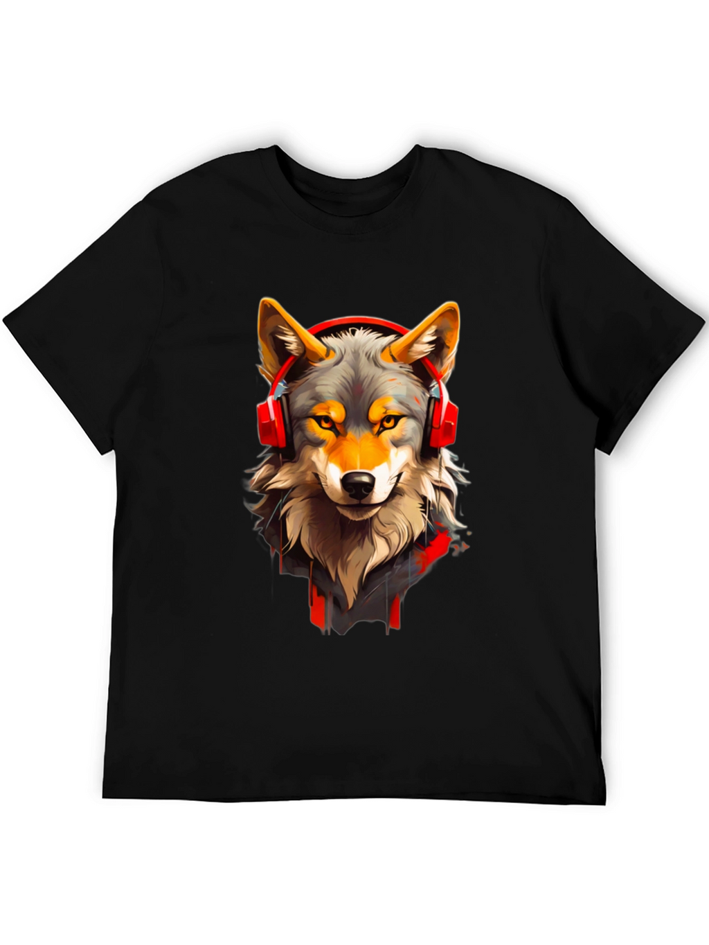 Wolf Headphone Graphic Tee - Stylish Animal T-Shirt