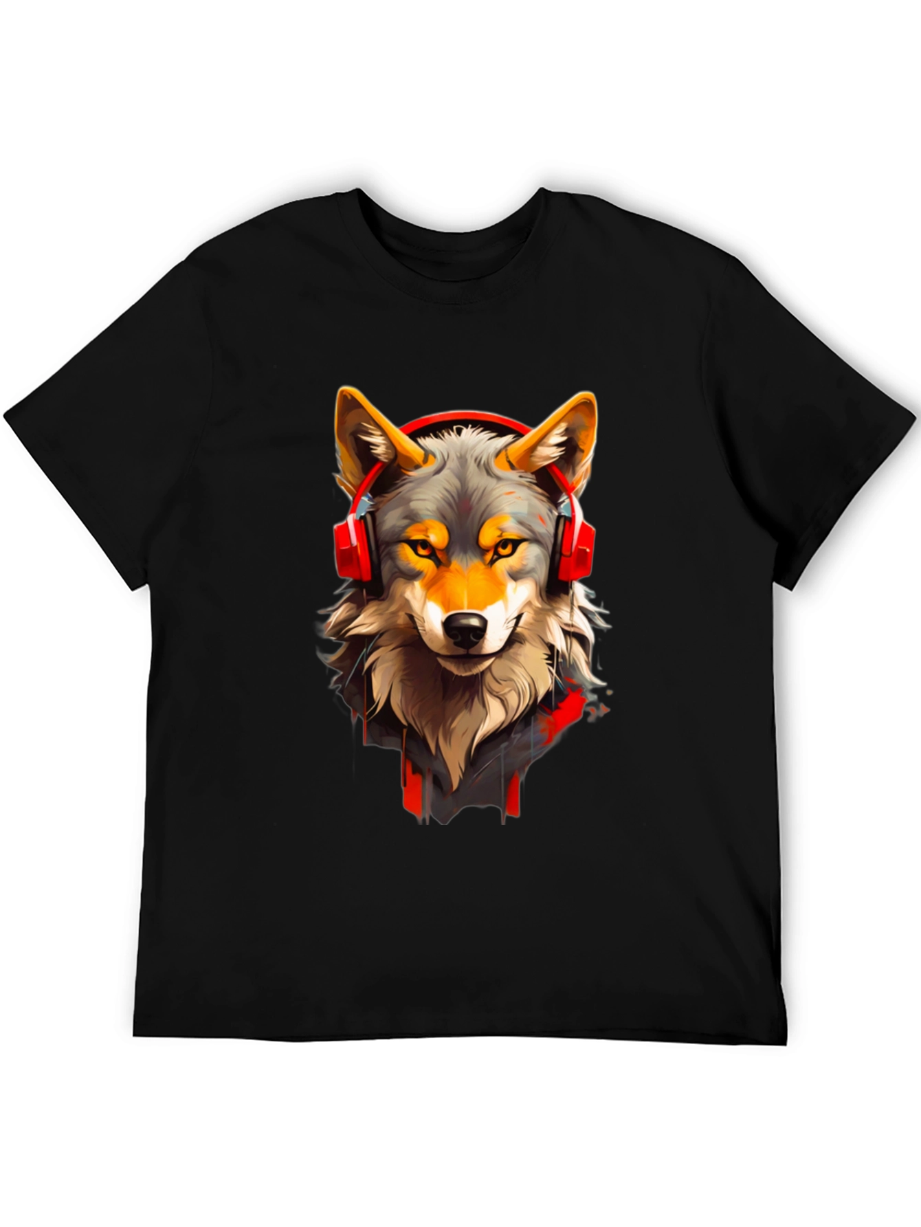 Wolf Headphone Graphic Tee - Stylish Animal T-Shirt