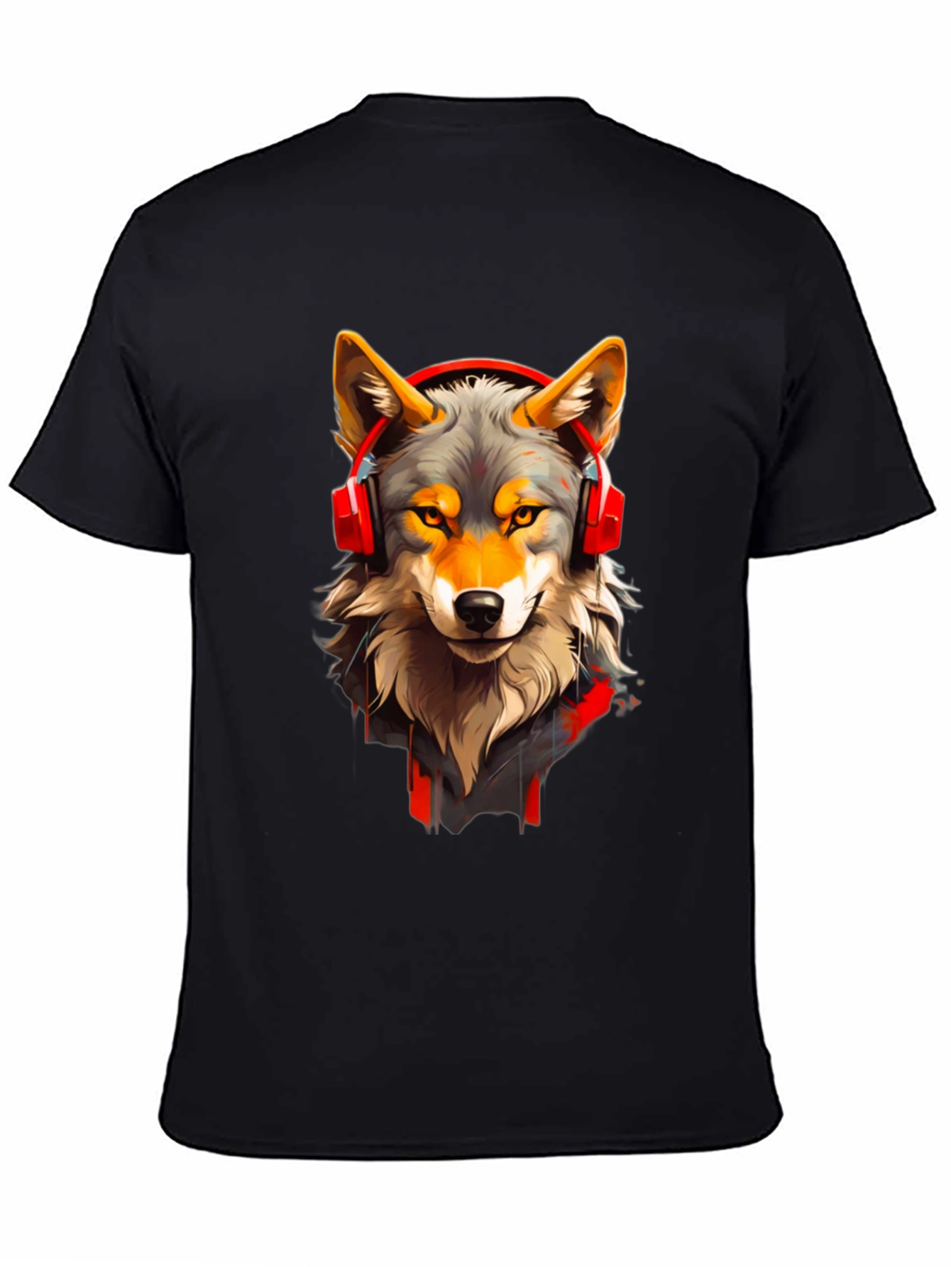 Wolf Headphone Graphic Tee - Stylish Animal T-Shirt