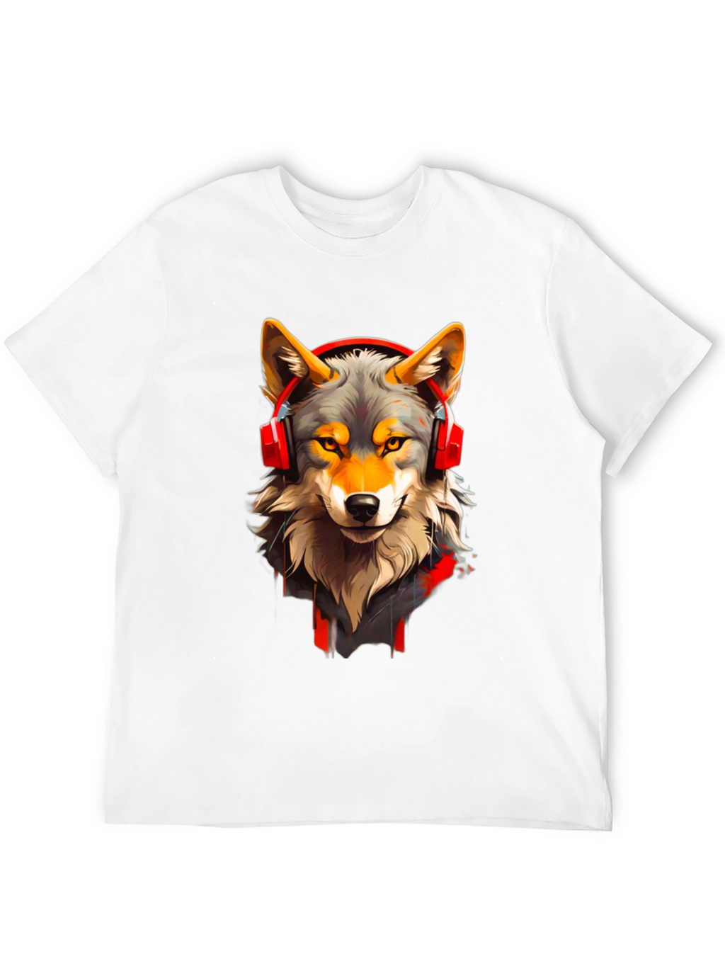Wolf Headphone Graphic Tee - Stylish Animal T-Shirt