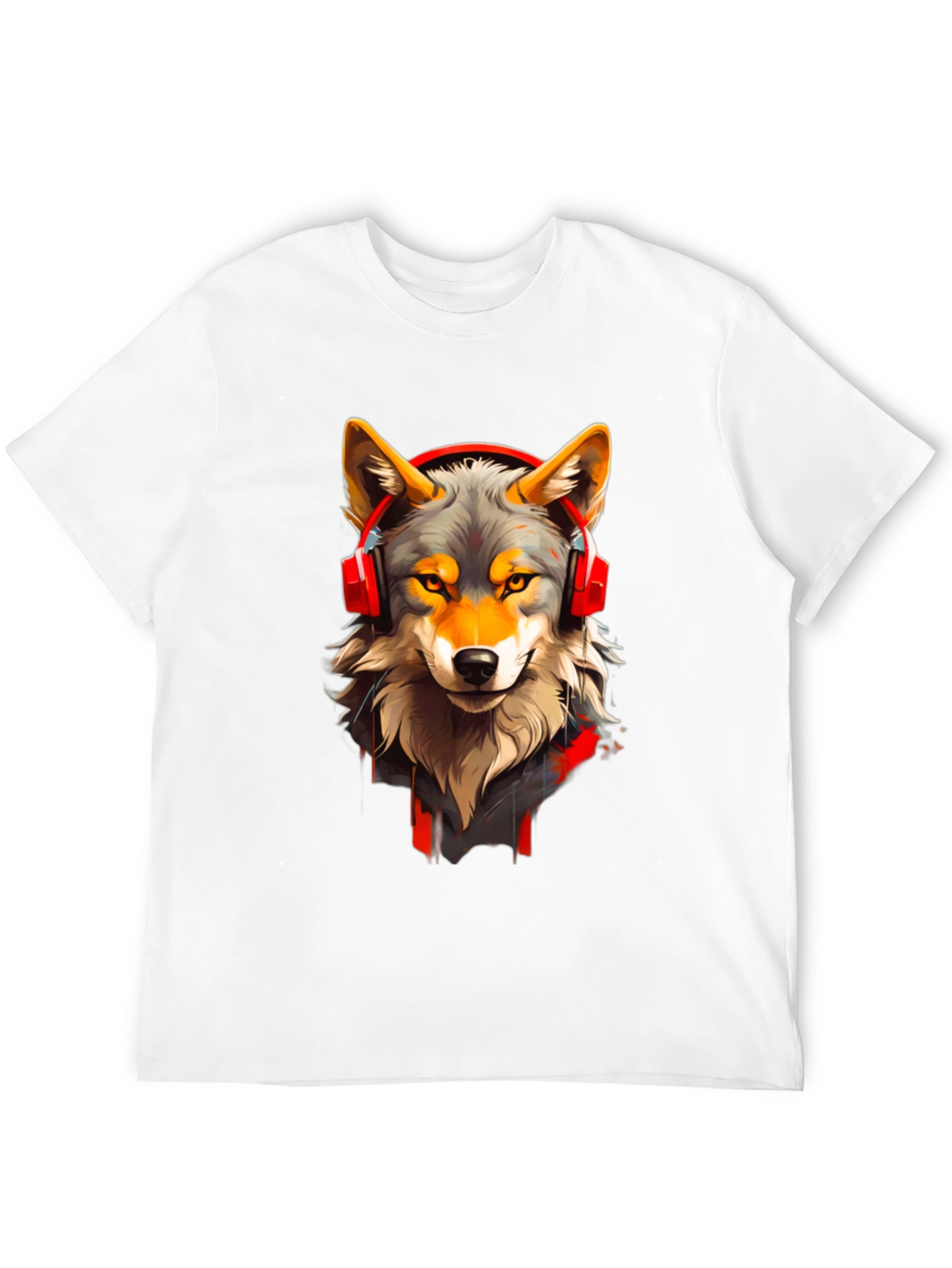 Wolf Headphone Graphic Tee - Stylish Animal T-Shirt