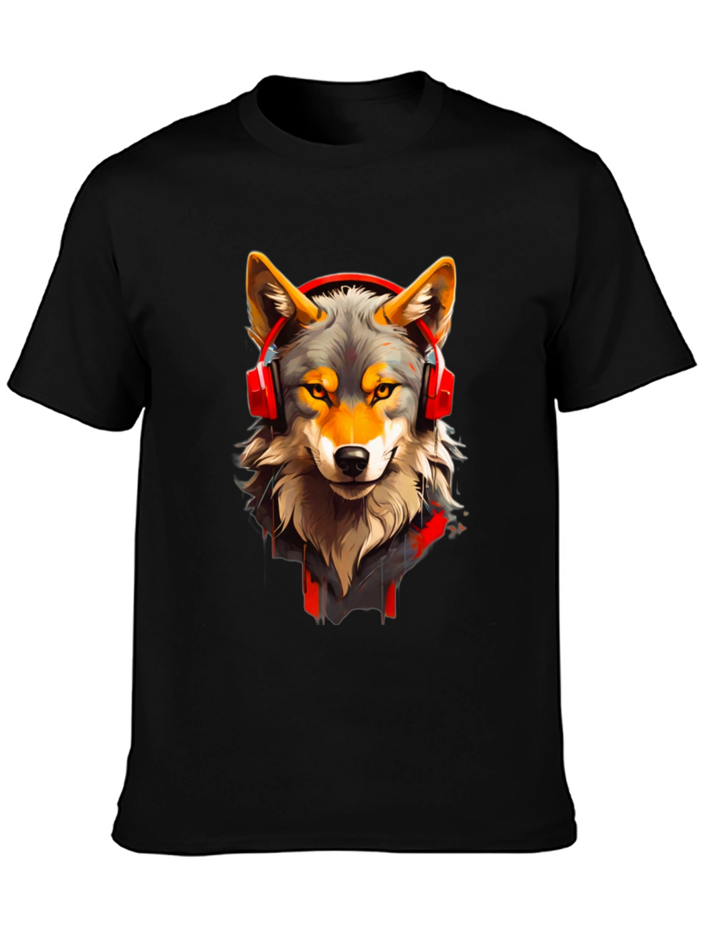 Wolf Headphone Graphic Tee - Stylish Animal T-Shirt