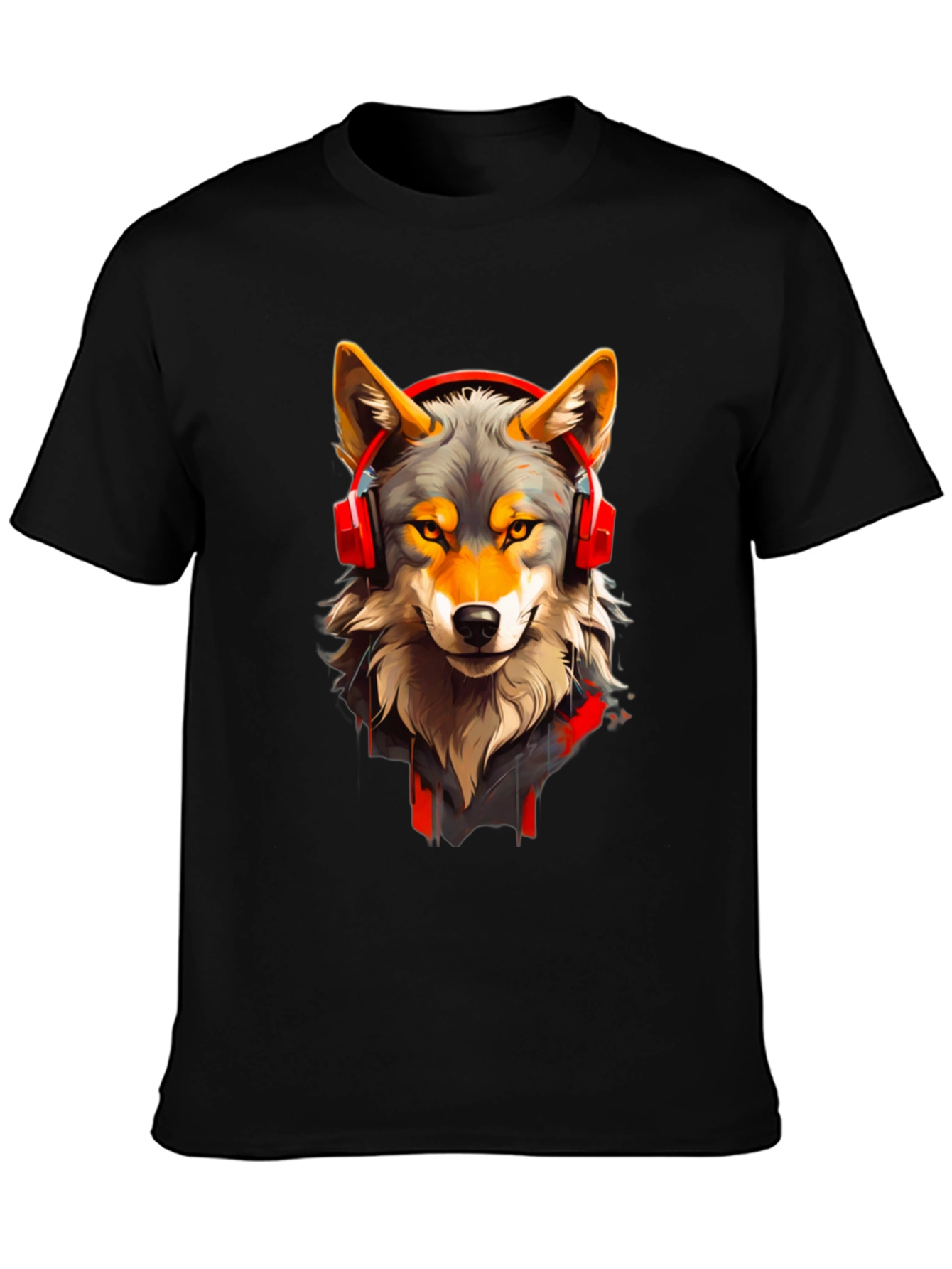 Wolf Headphone Graphic Tee - Stylish Animal T-Shirt