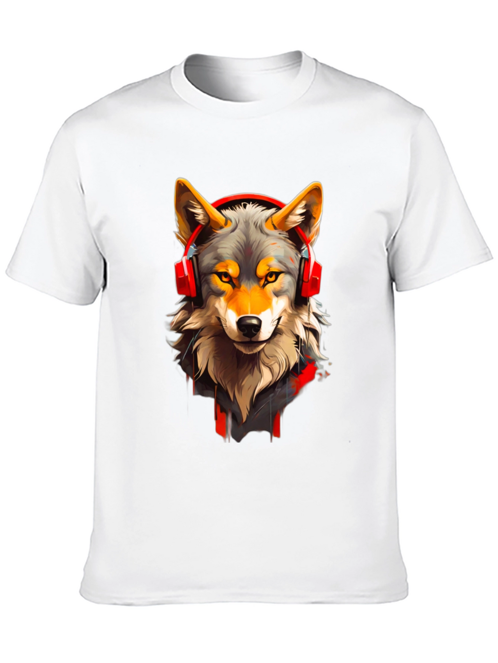 Wolf Headphone Graphic Tee - Stylish Animal T-Shirt
