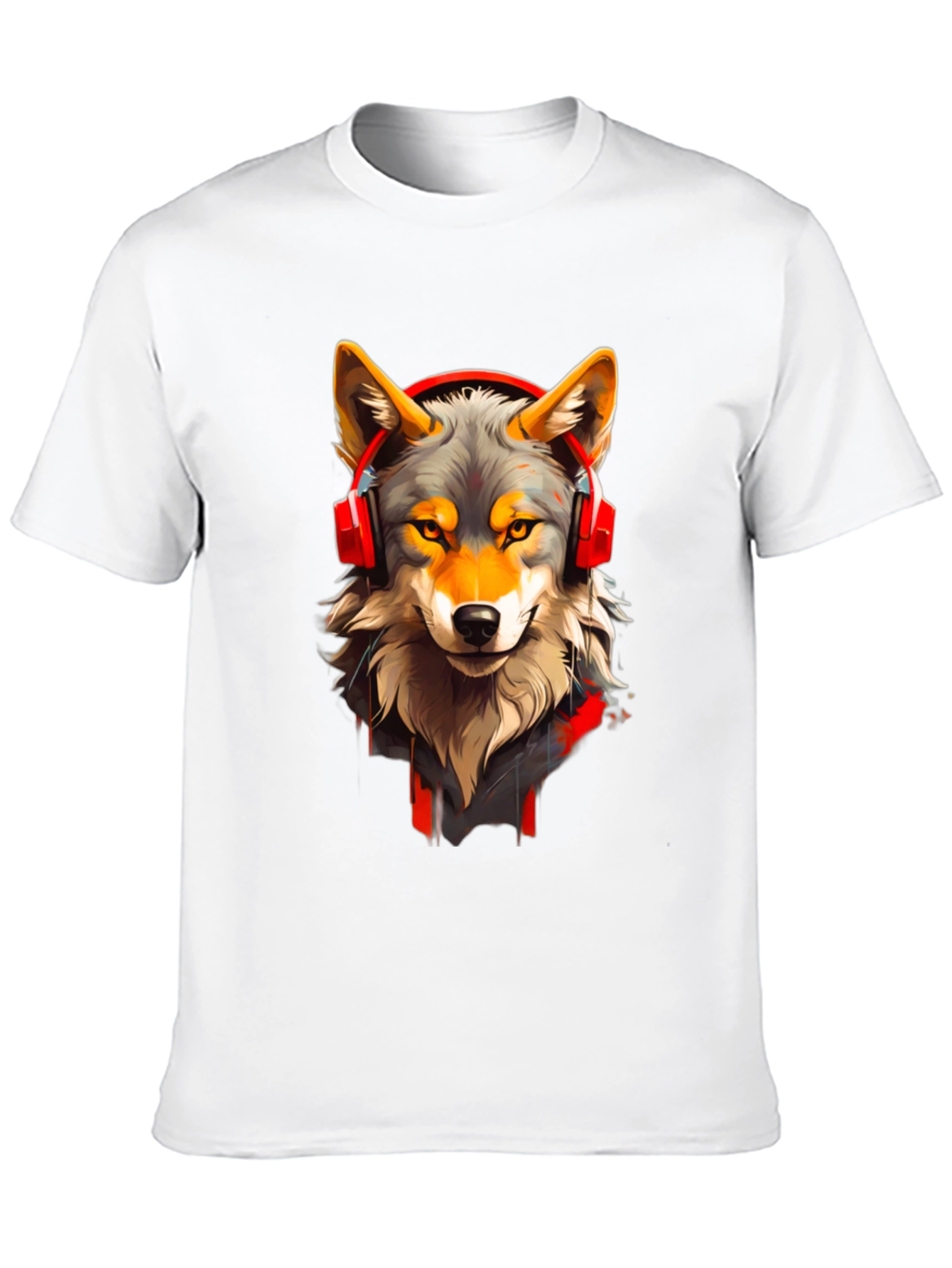Wolf Headphone Graphic Tee - Stylish Animal T-Shirt