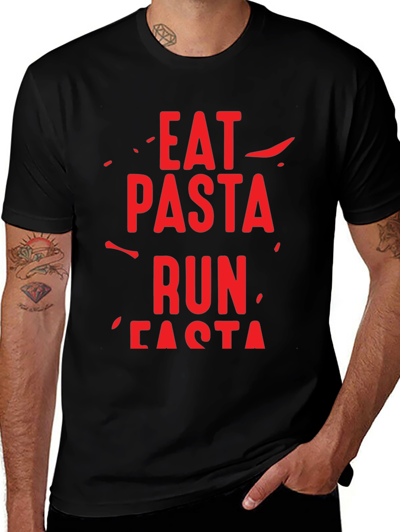 Eat Pasta Run Fasta Graphic T-Shirt