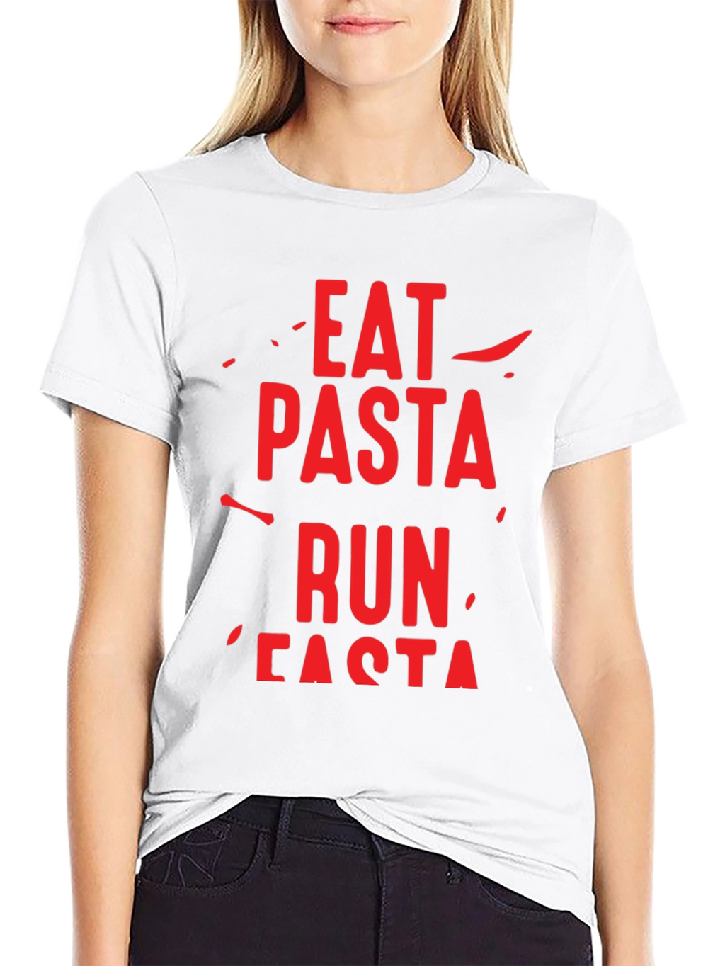 Eat Pasta Run Fasta Graphic T-Shirt