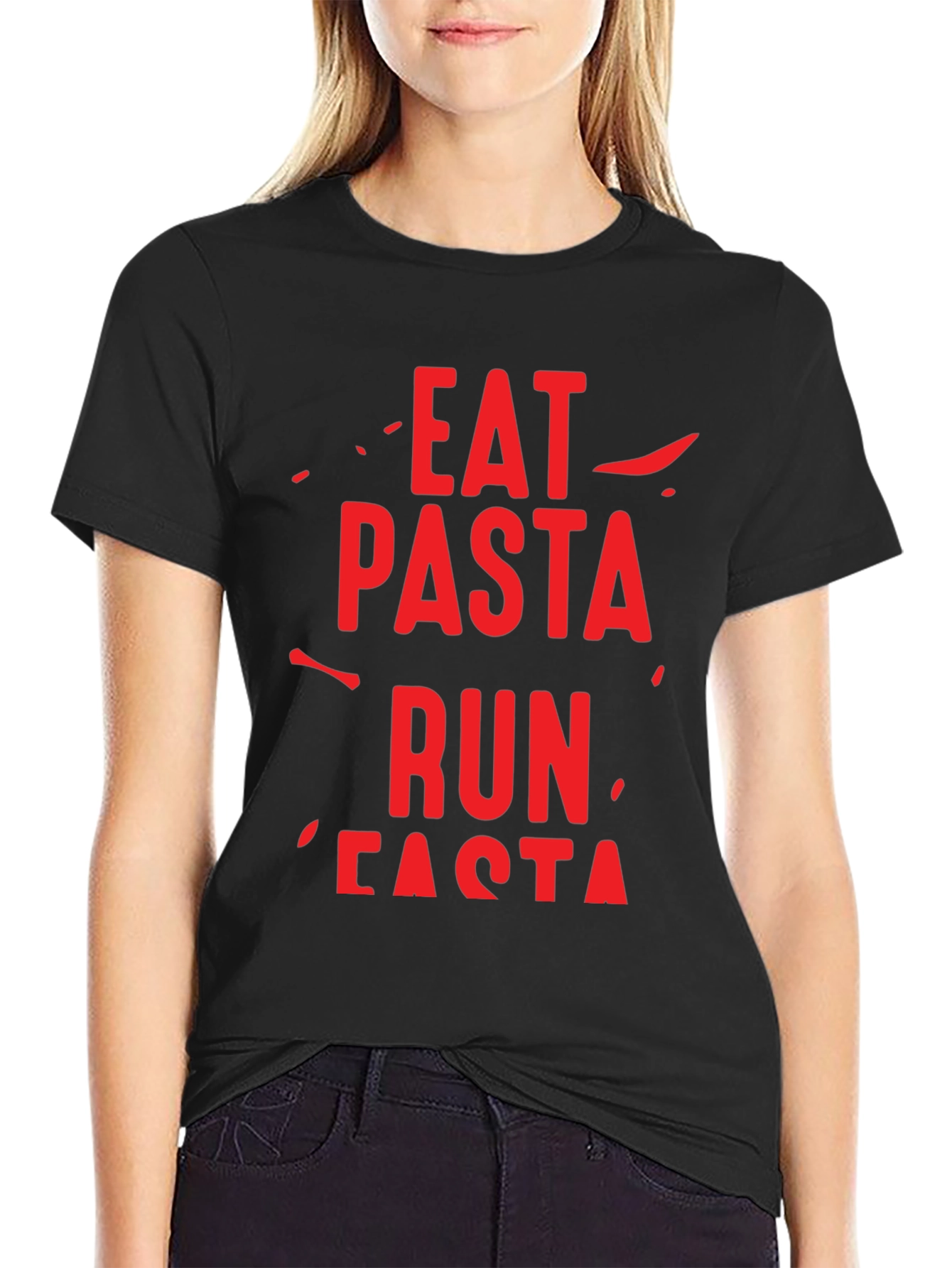 Eat Pasta Run Fasta Graphic T-Shirt