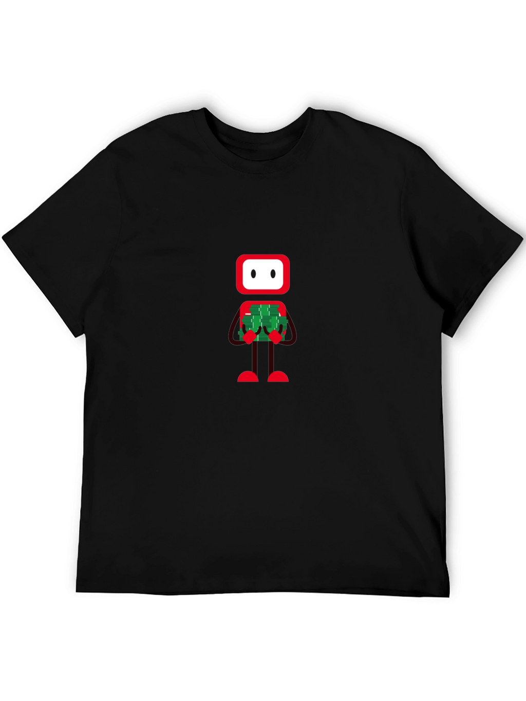 Robot Holding Money Graphic Black Tee