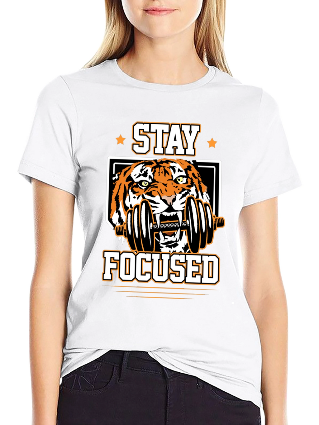 Stay Focused Tiger Graphic T-Shirt