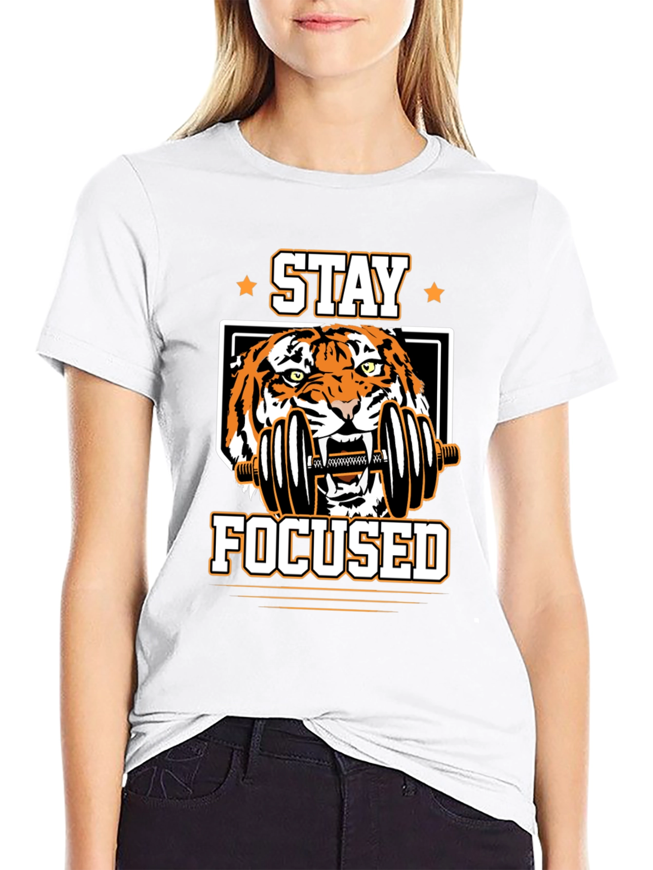 Stay Focused Tiger Graphic T-Shirt