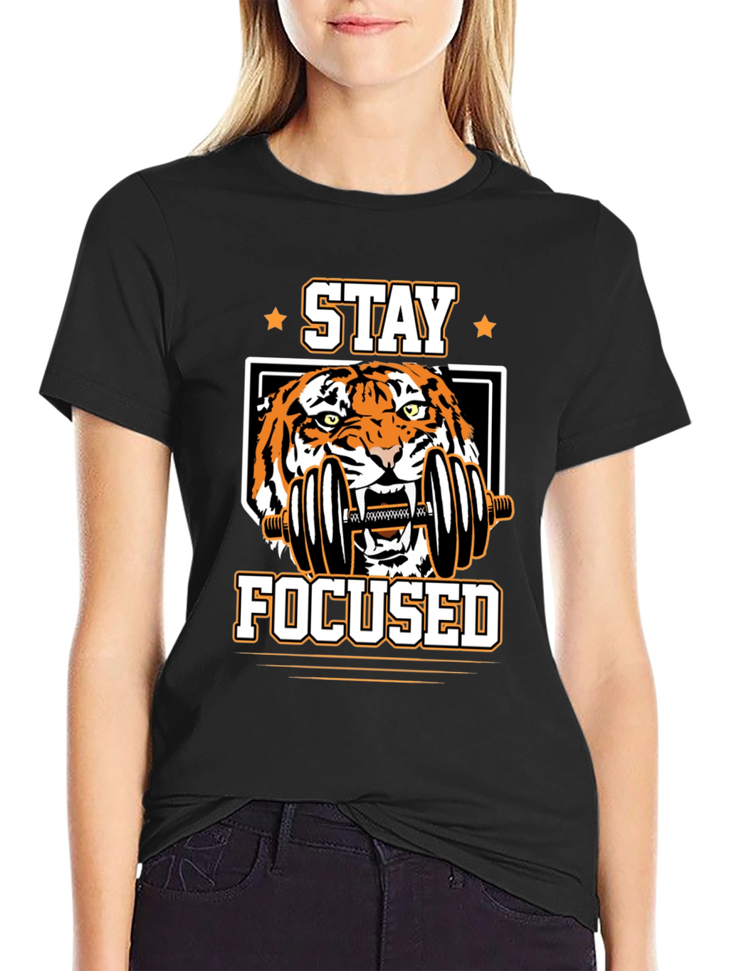 Stay Focused Tiger Graphic T-Shirt