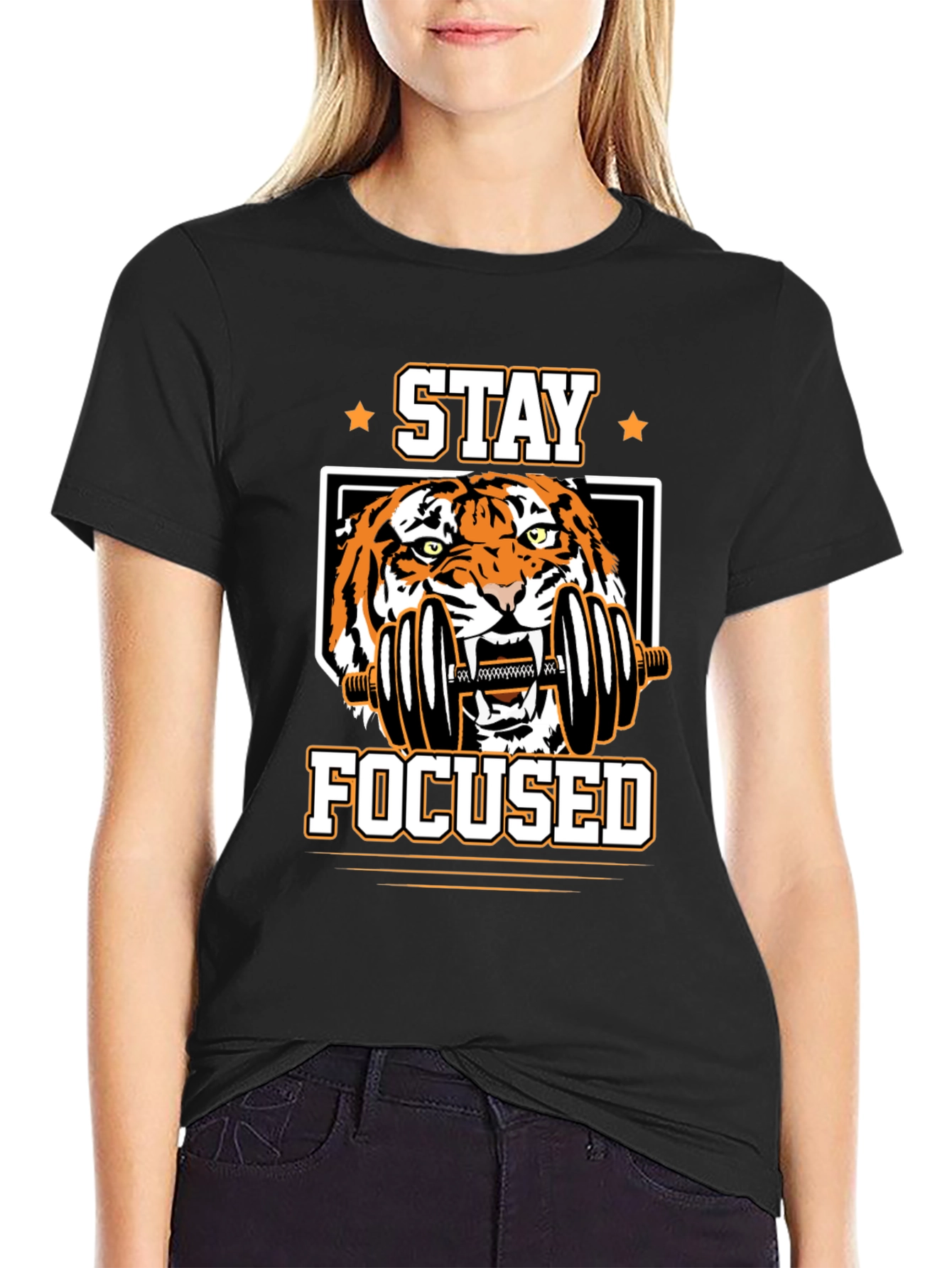 Stay Focused Tiger Graphic T-Shirt