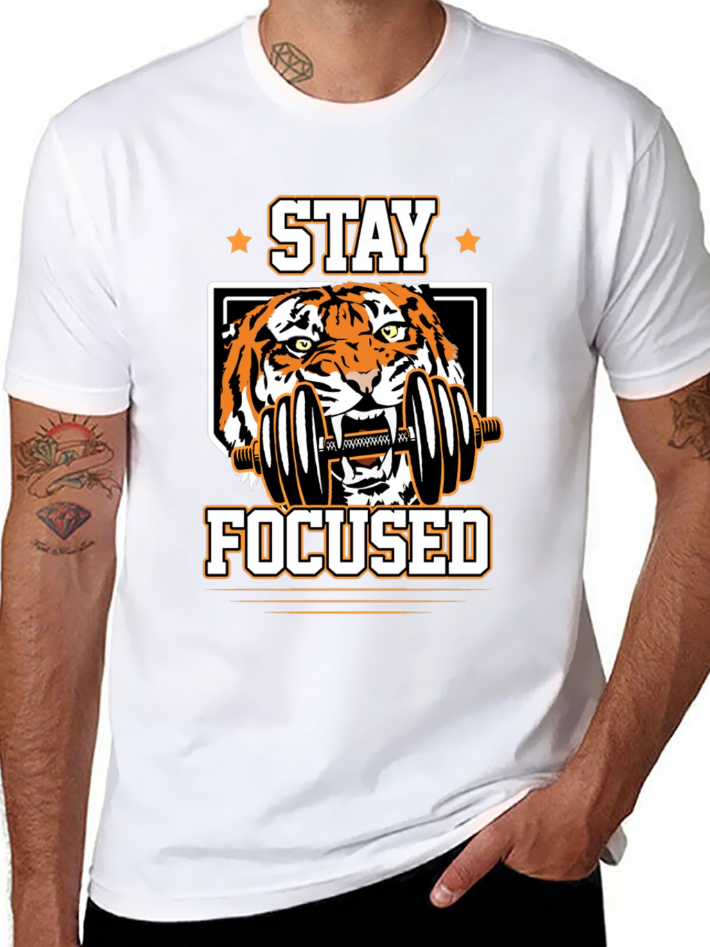 Stay Focused Tiger Graphic T-Shirt