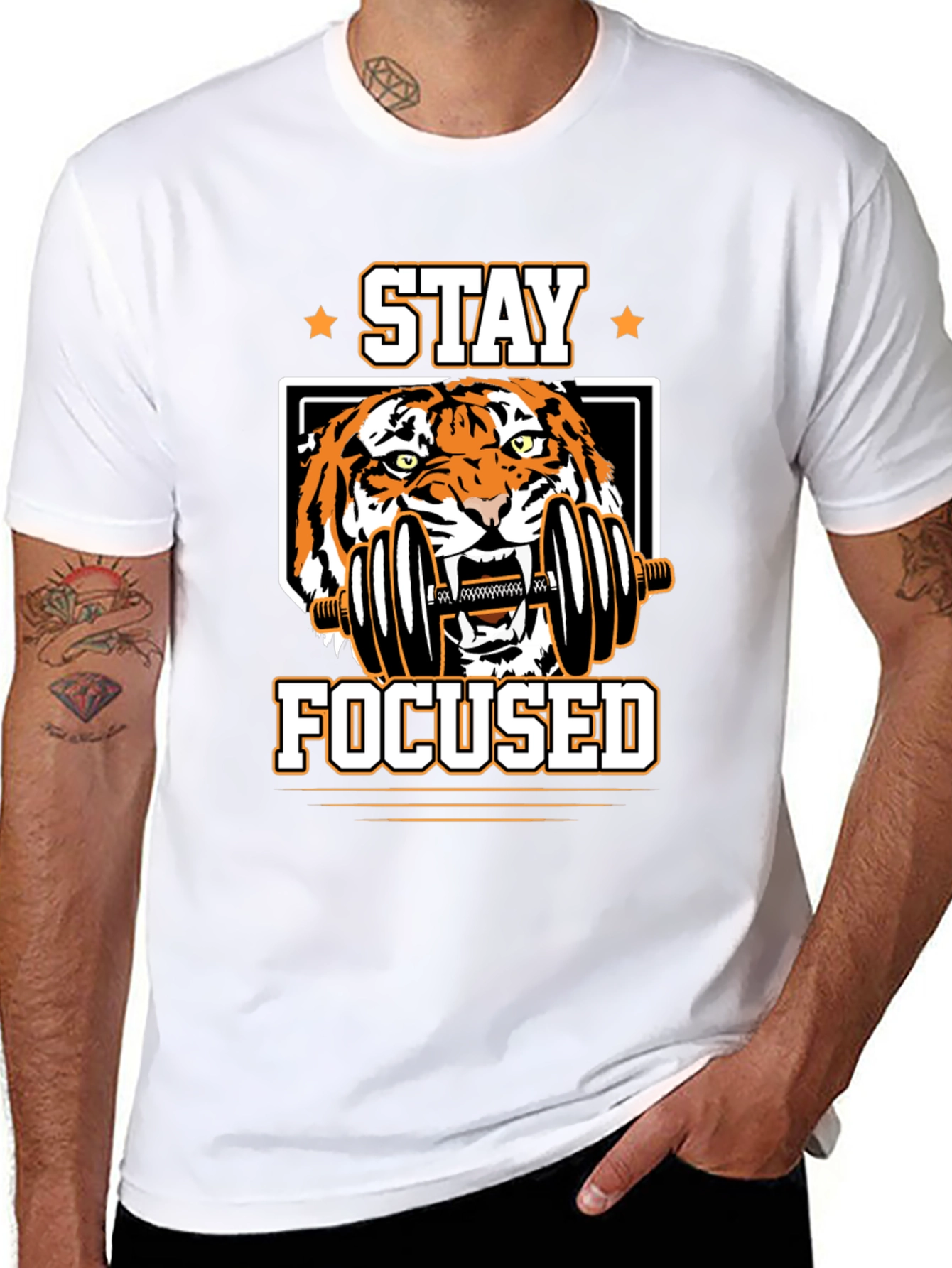 Stay Focused Tiger Graphic T-Shirt