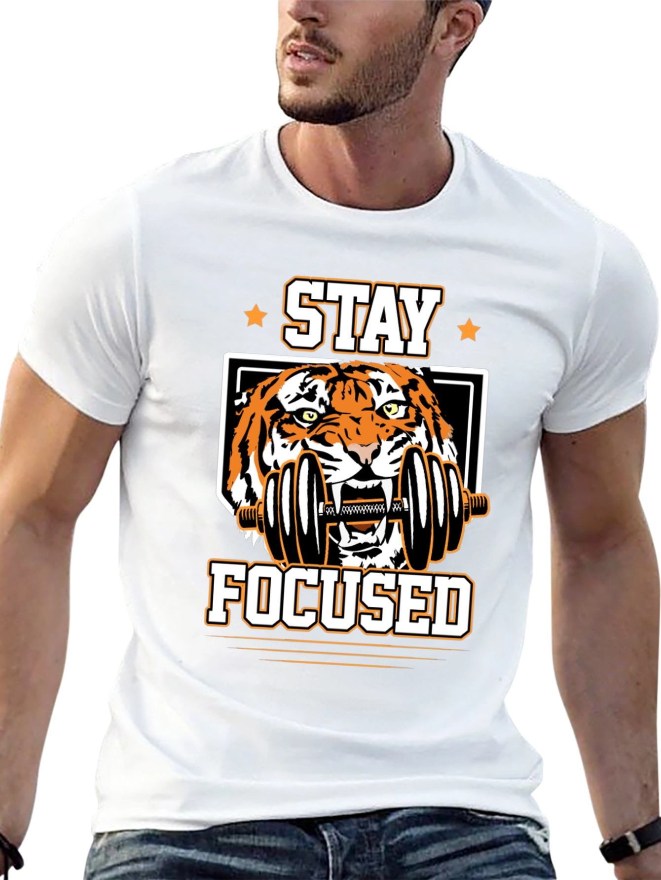 Stay Focused Tiger Graphic T-Shirt
