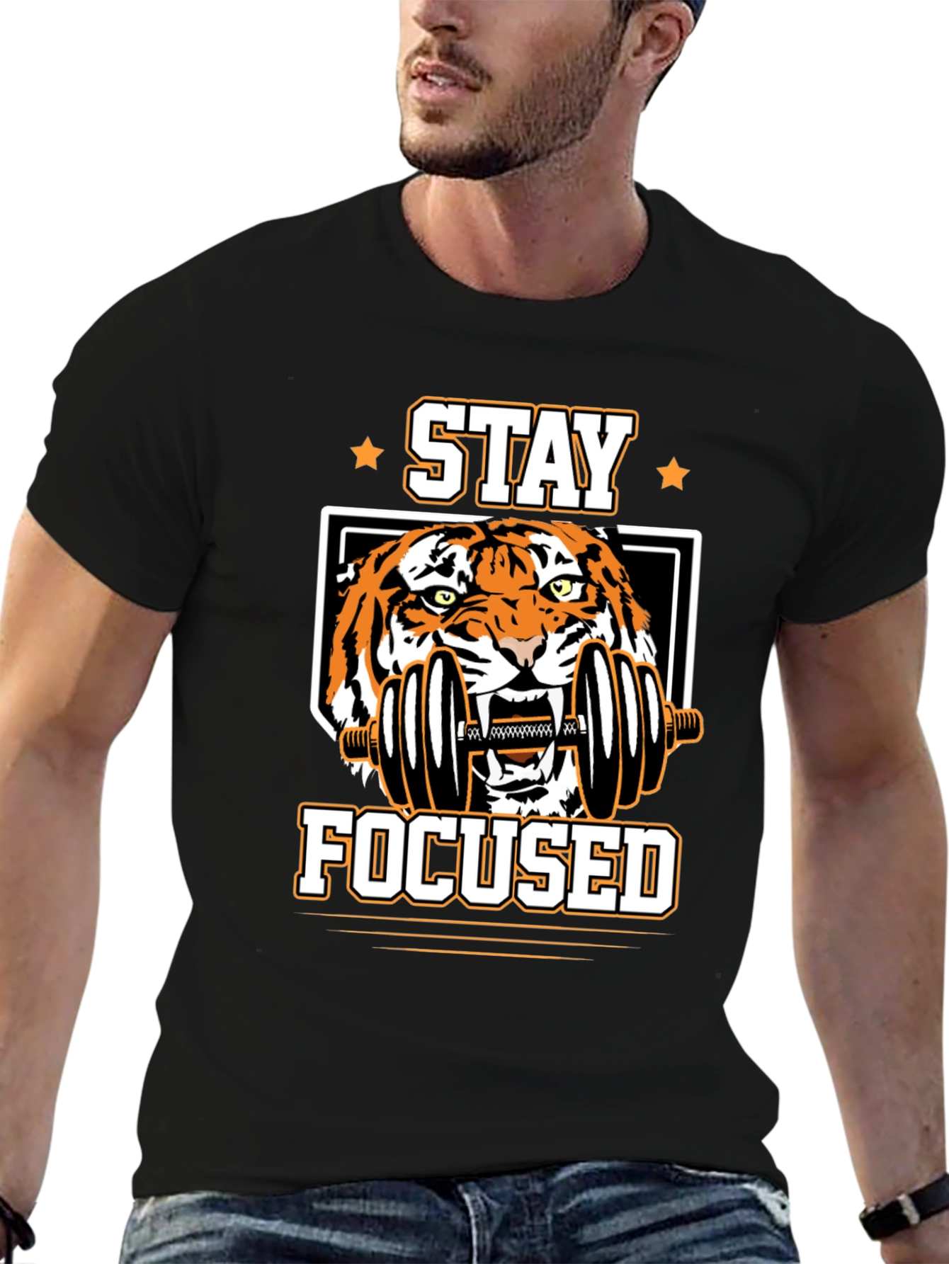 Stay Focused Tiger Graphic T-Shirt