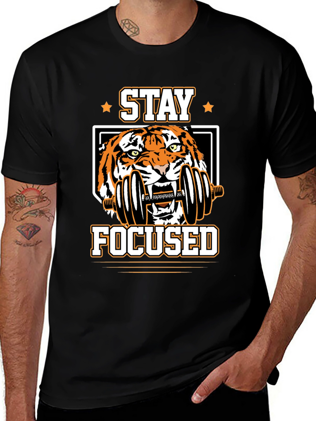 Stay Focused Tiger Graphic T-Shirt