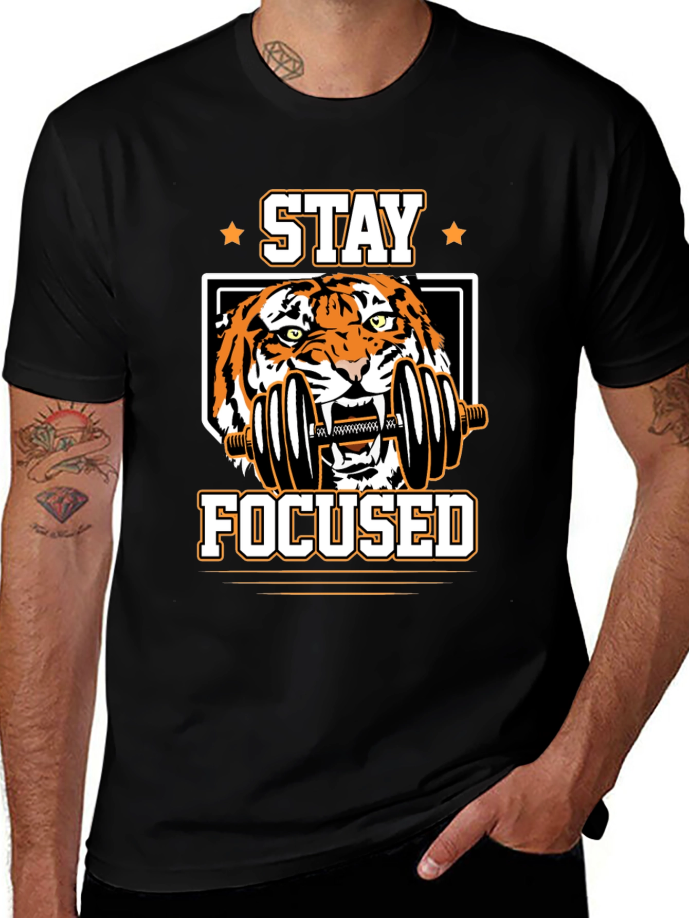 Stay Focused Tiger Graphic T-Shirt