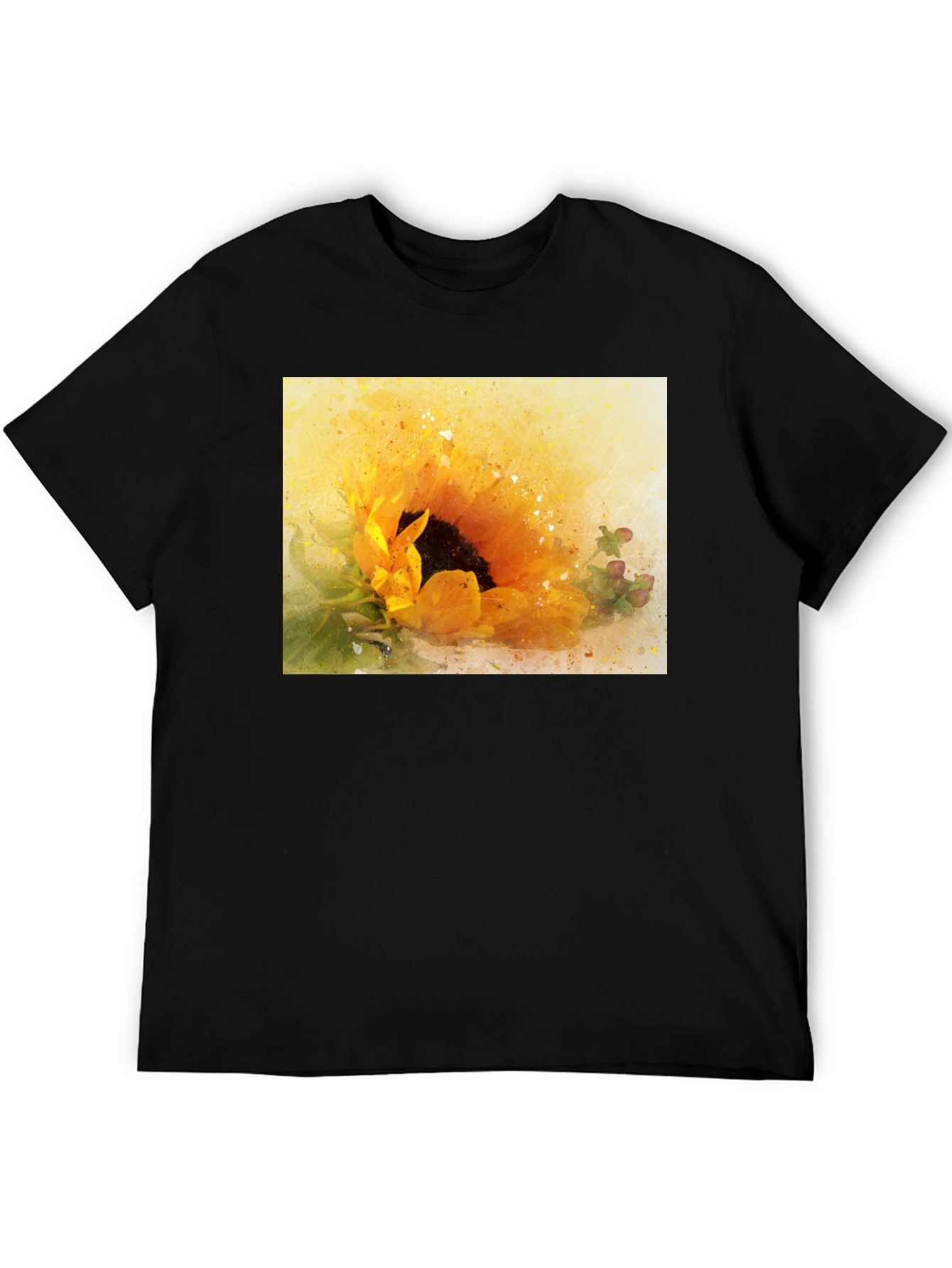 Sunflower Graphic Tee - Artistic Watercolor Style